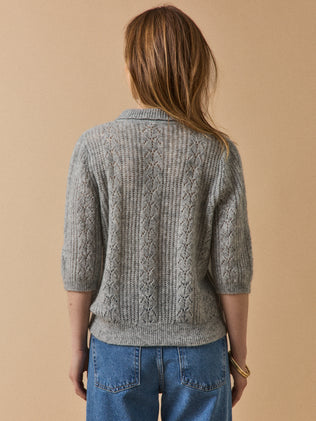 Damesvest met polokraag - wol en mohair
