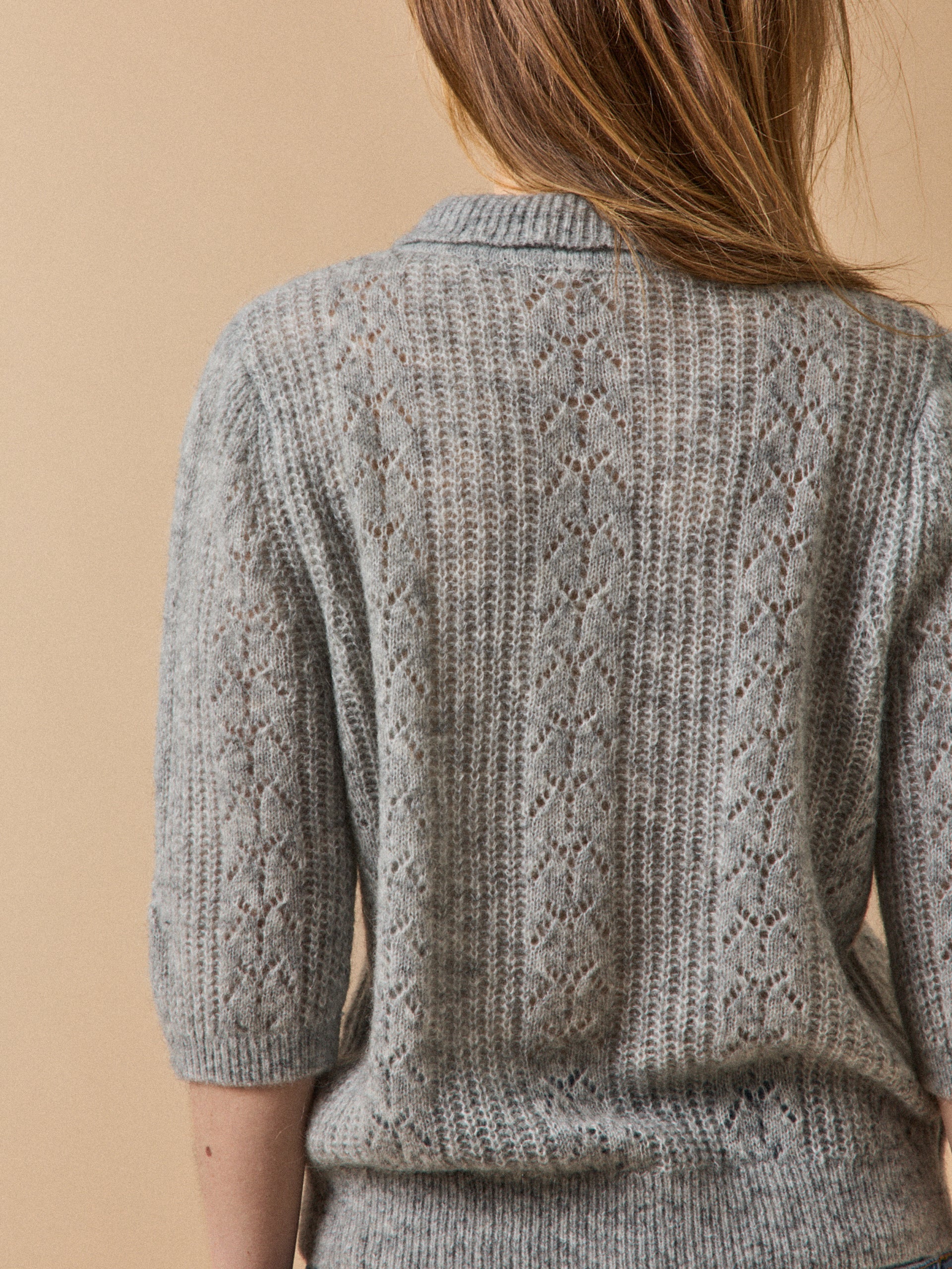Damesvest met polokraag - wol en mohair