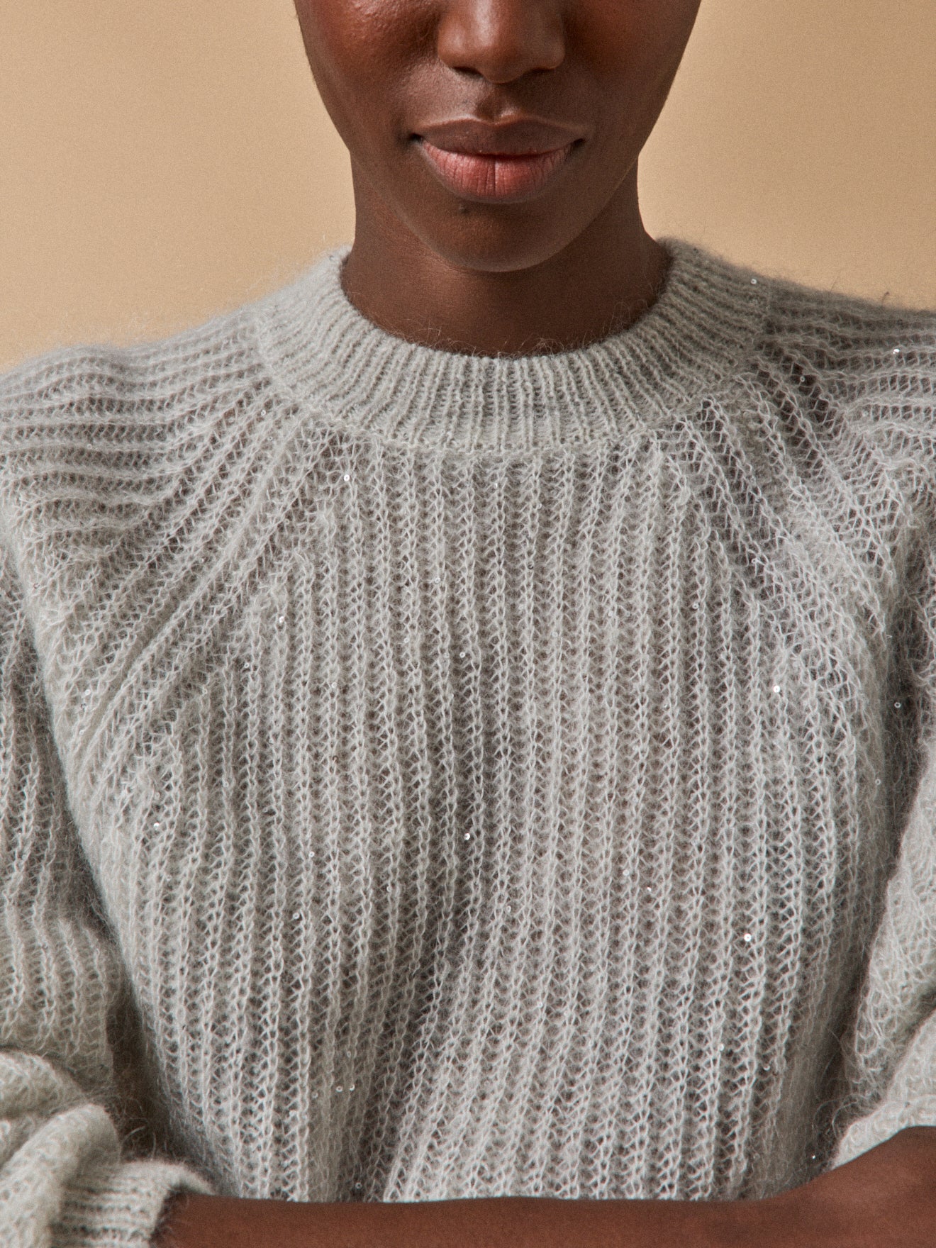 Damestrui met pailletten - mohair en alpaca