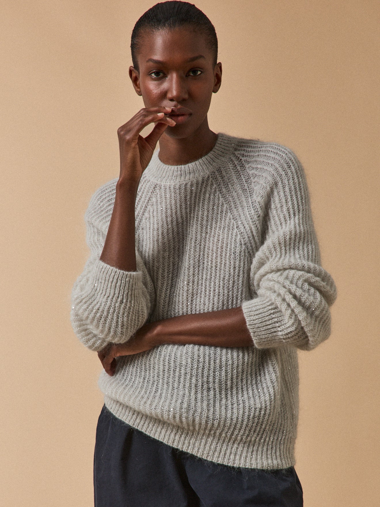 Damestrui met pailletten - mohair en alpaca