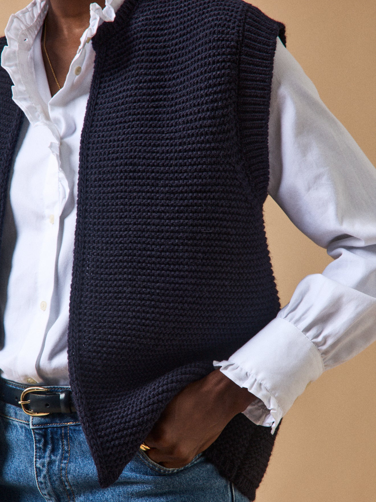 Mouwloos damesvest met wol