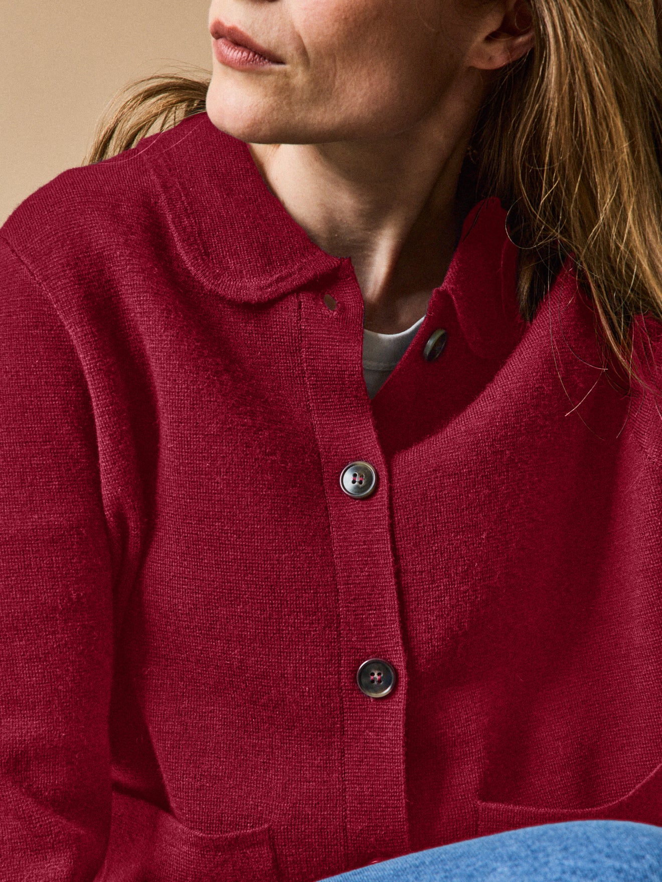 Damescardigan met hemdkraag in milanotricot