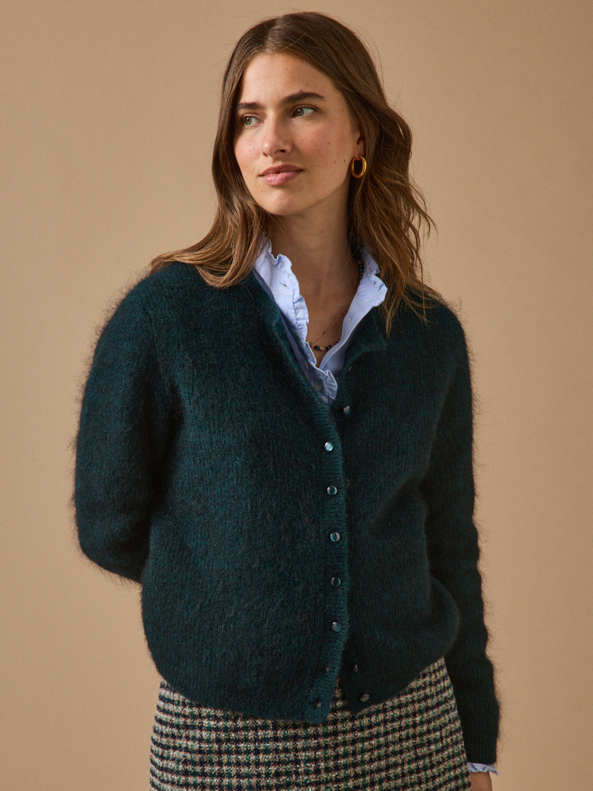Damescardigan met wol en mohair
