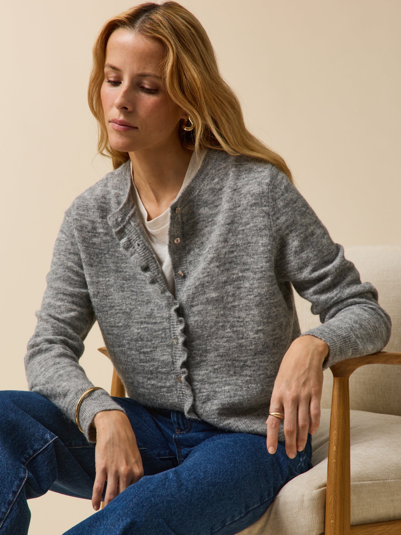 Damesvest met wol en alpaca