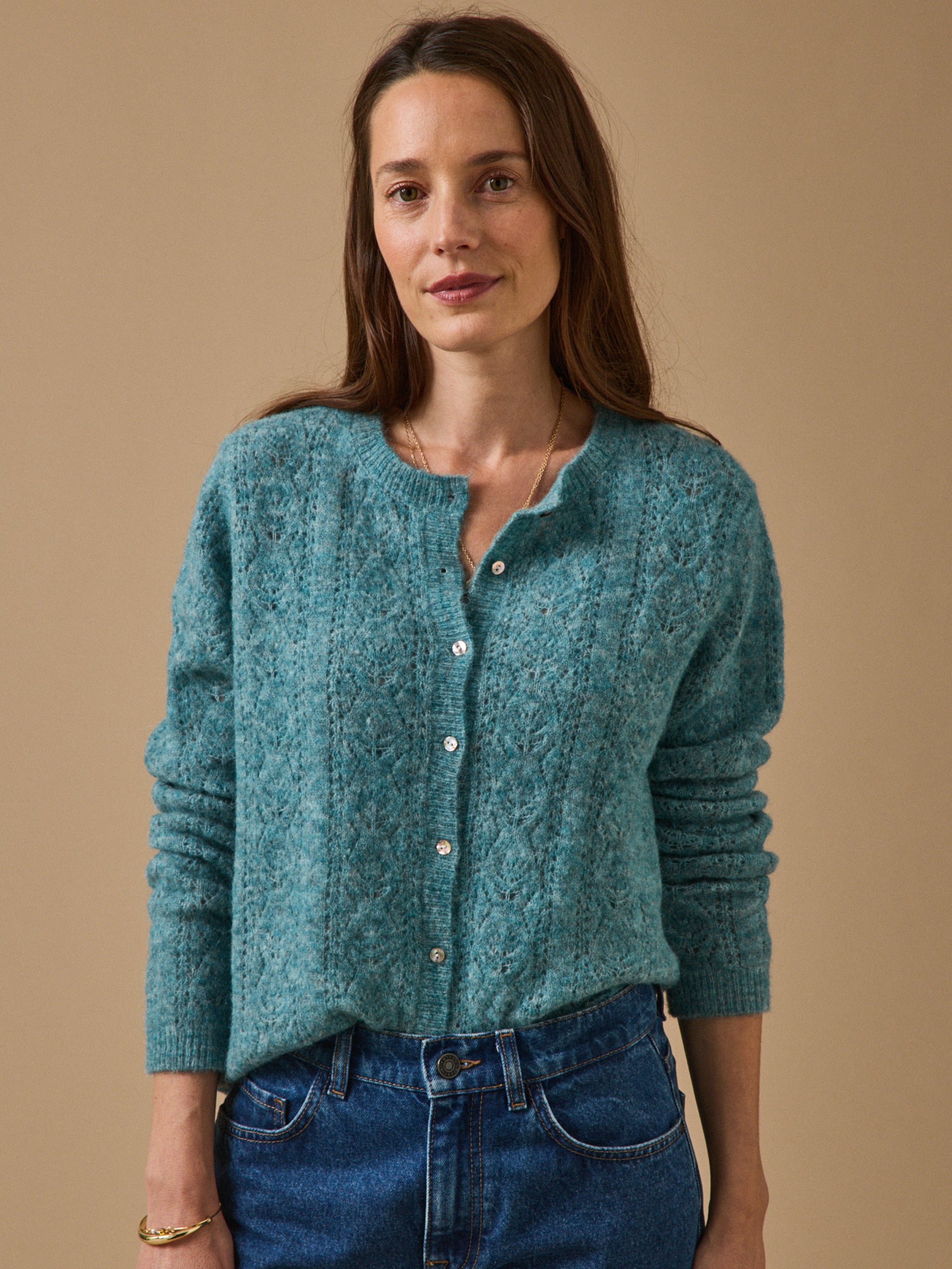 Gilet maille pointelle femme