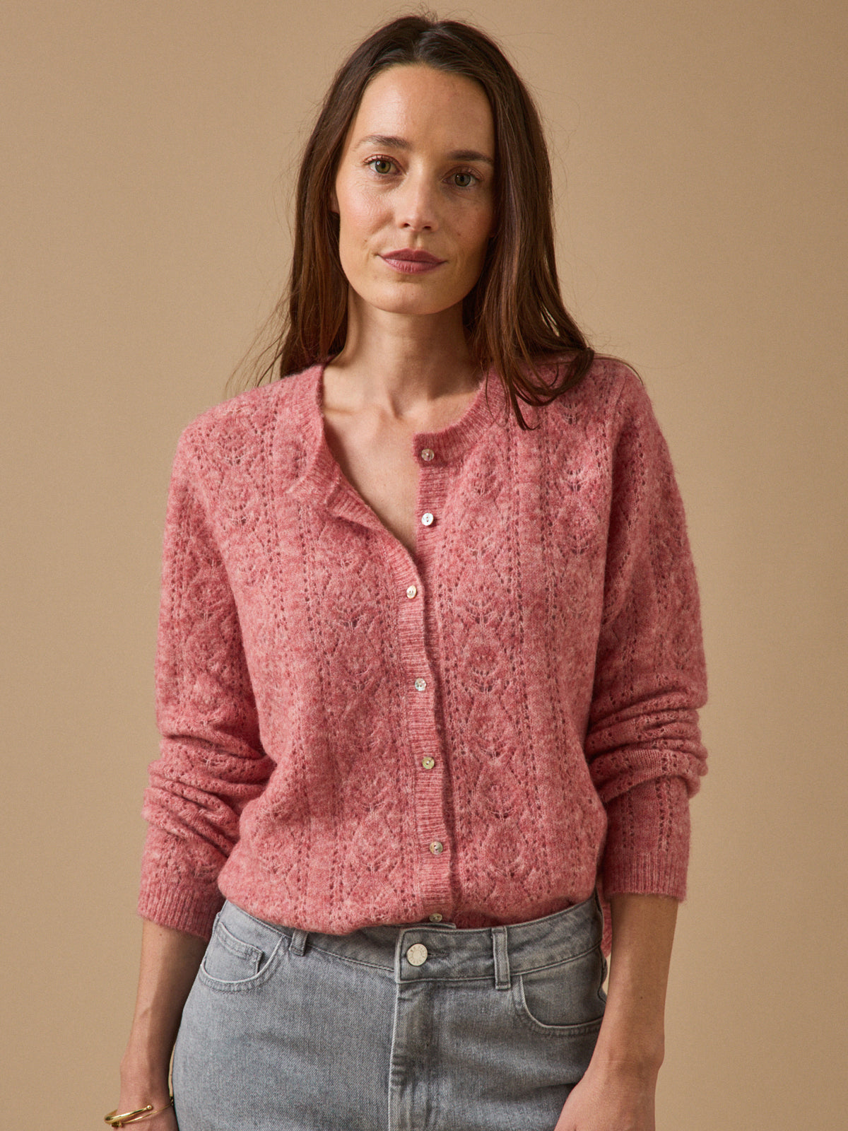Gilet maille pointelle femme