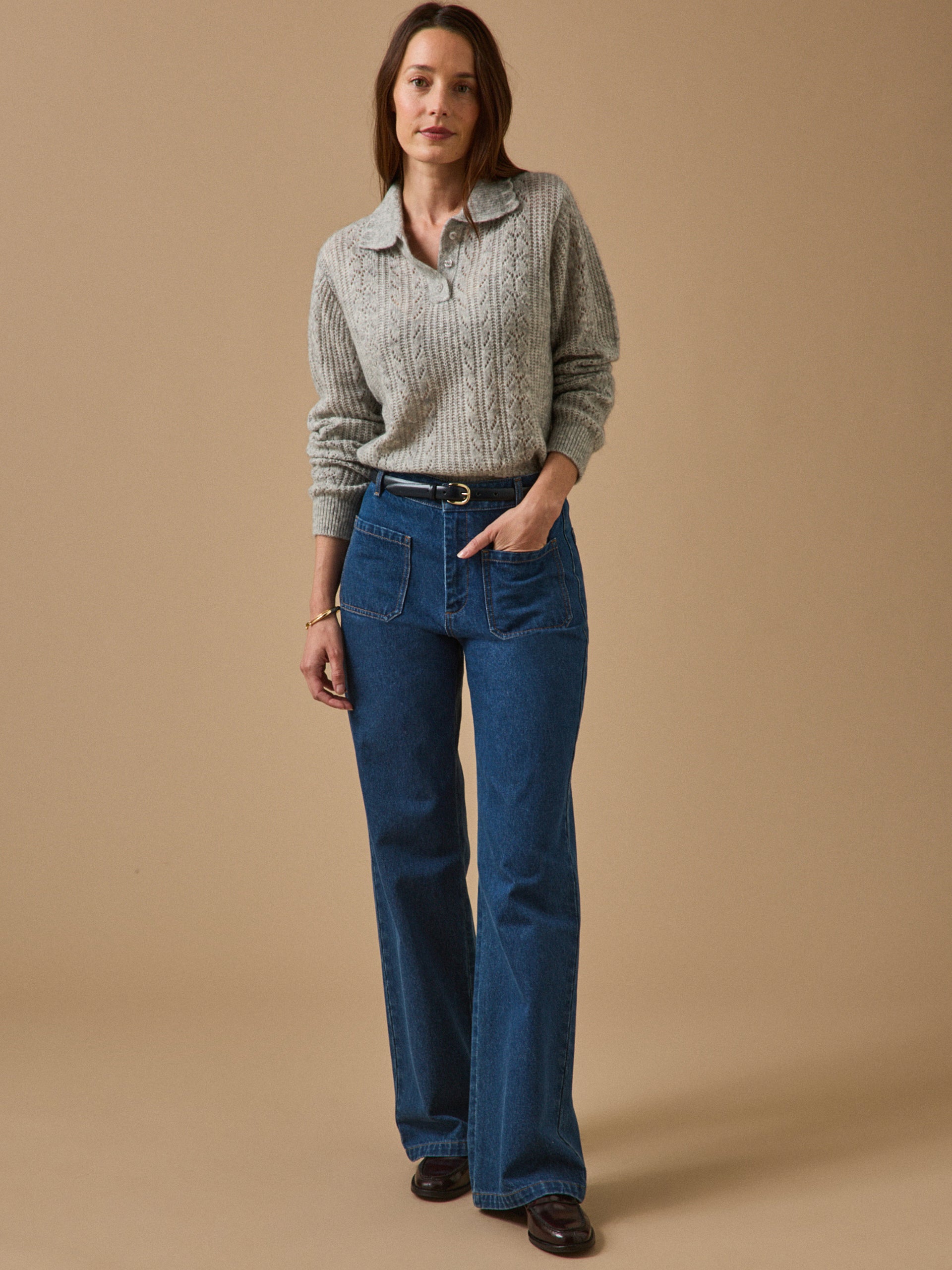 Pull col polo femme laine et mohair