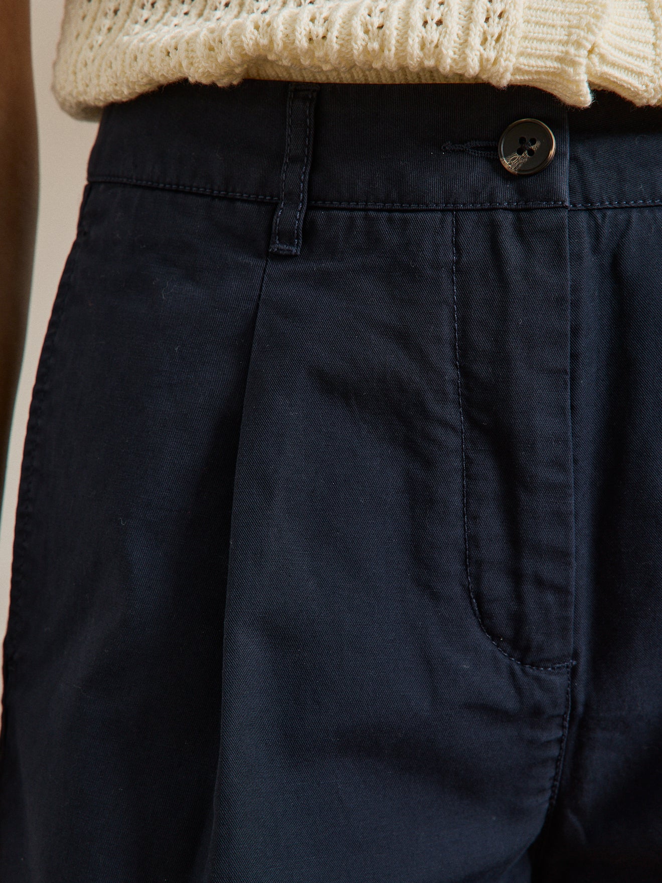 Short chino coton et lin femme