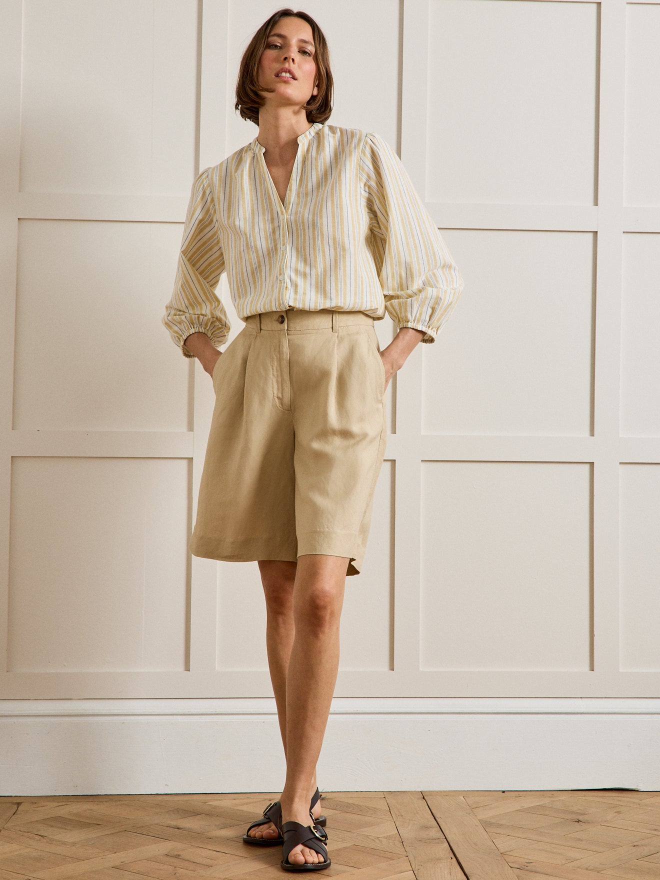 Bermuda lin et viscose femme