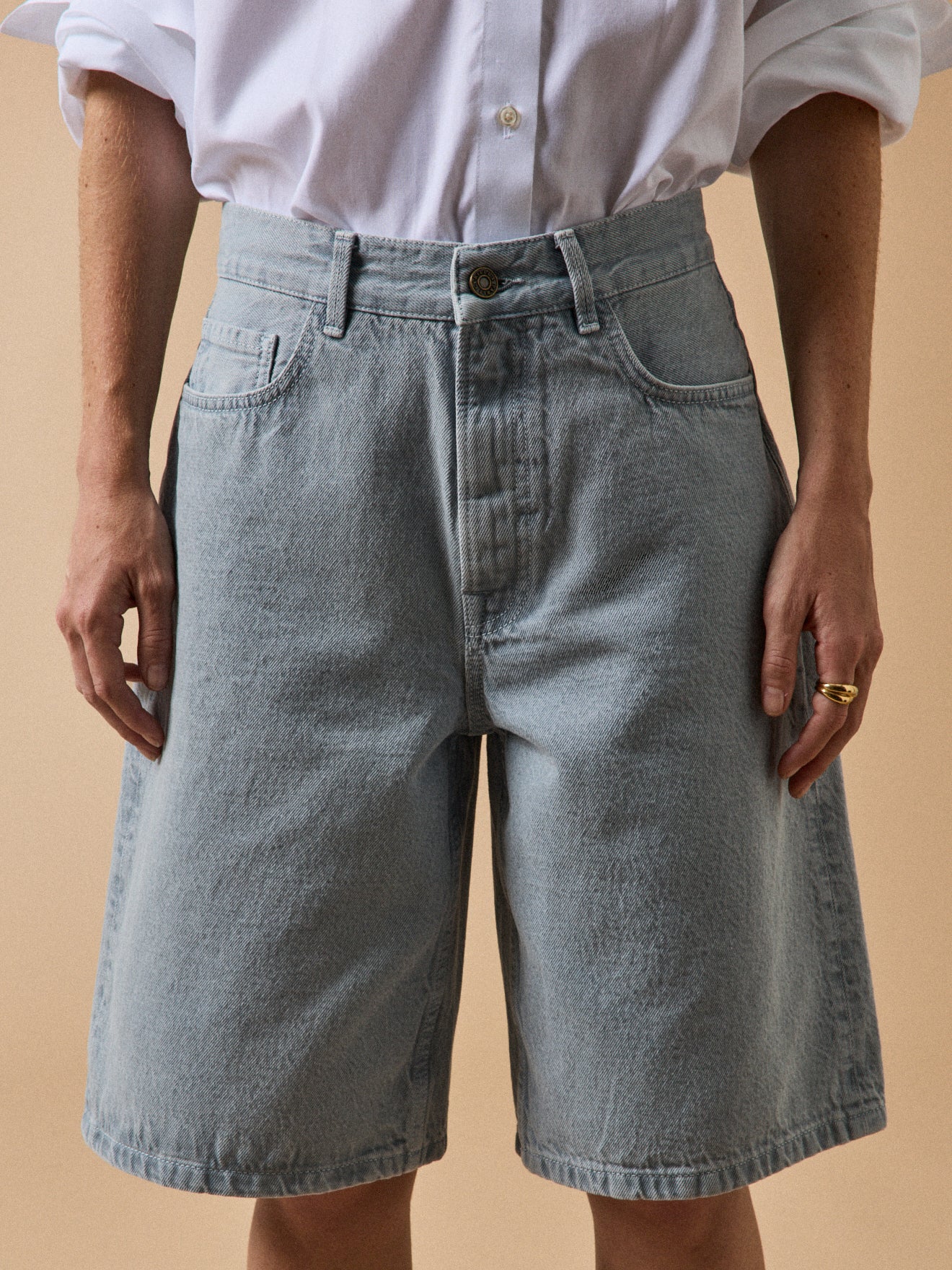 Damesbermuda in jeansstof - biokatoen