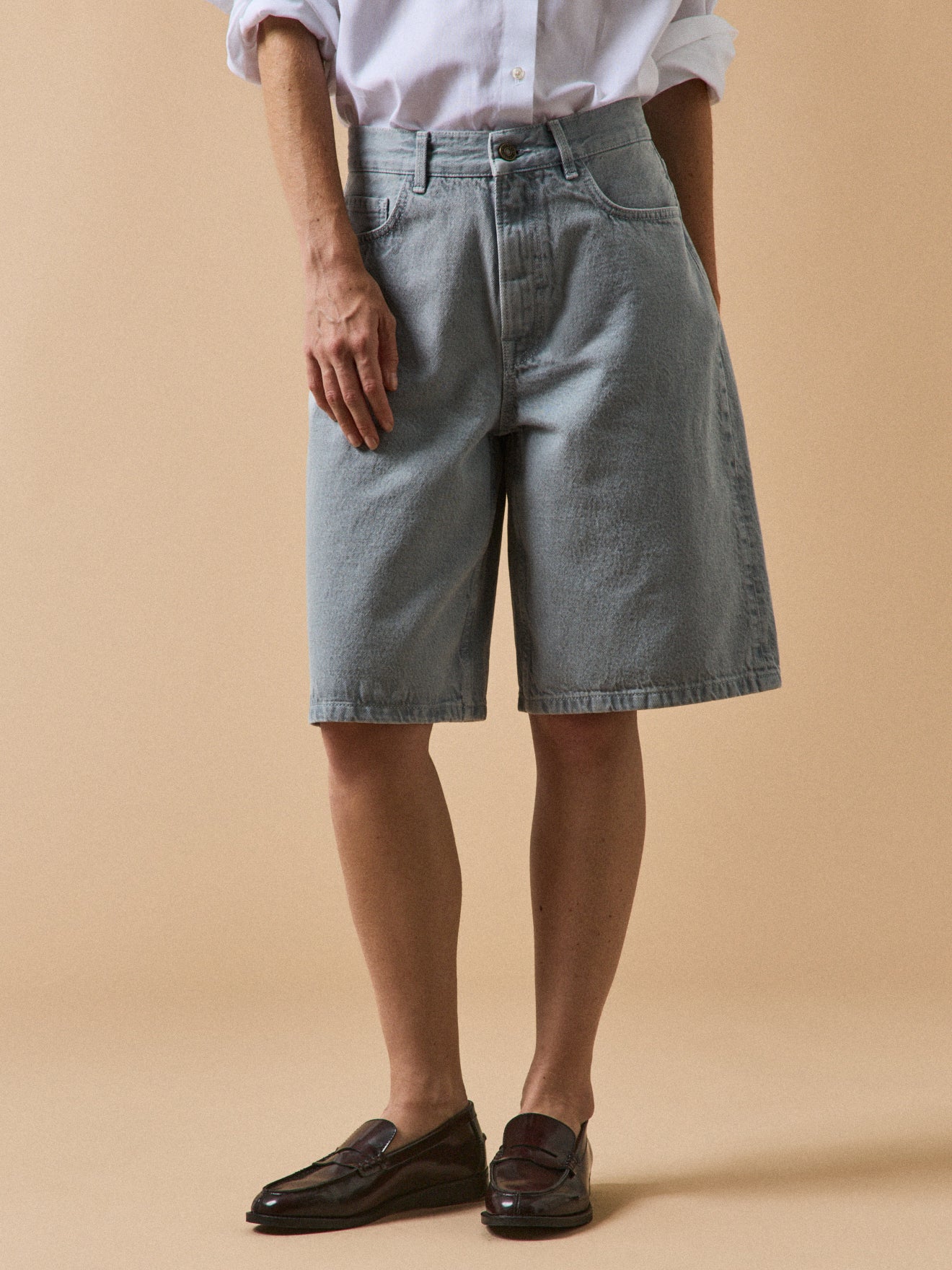 Damesbermuda in jeansstof - biokatoen