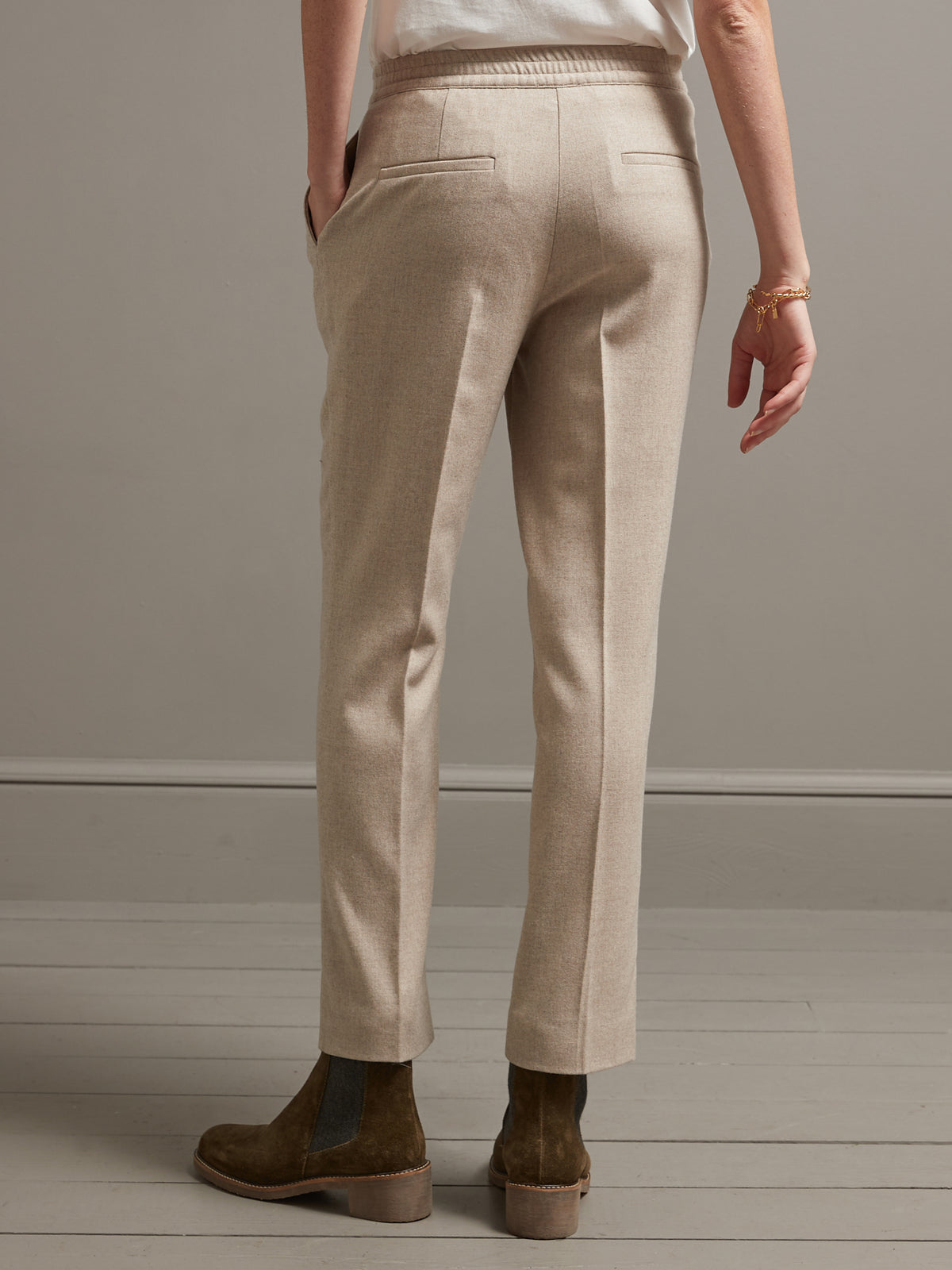 Pantalon cigarette élastiqué dos lainage femme Léa