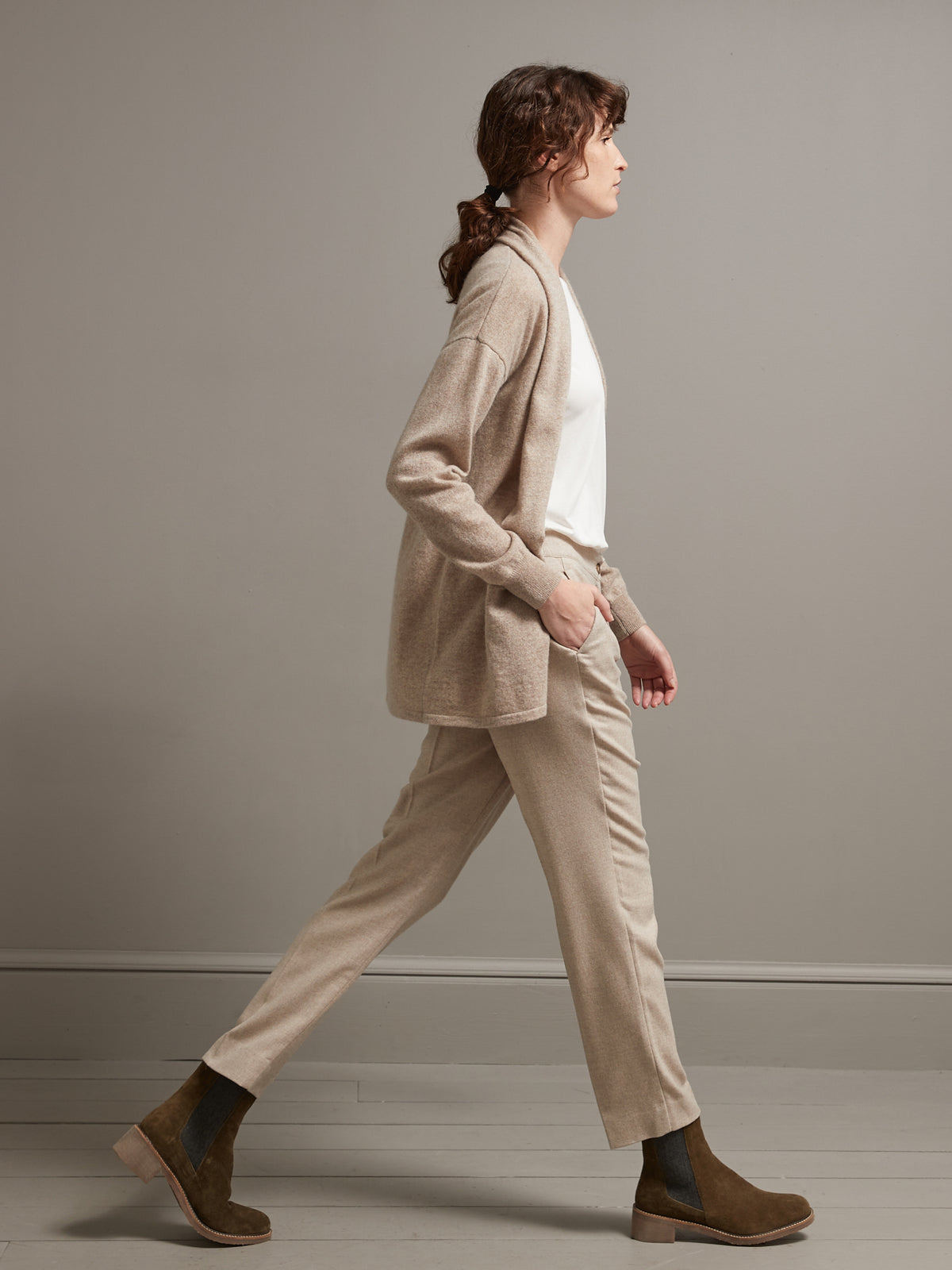 Pantalon cigarette élastiqué dos lainage femme Léa