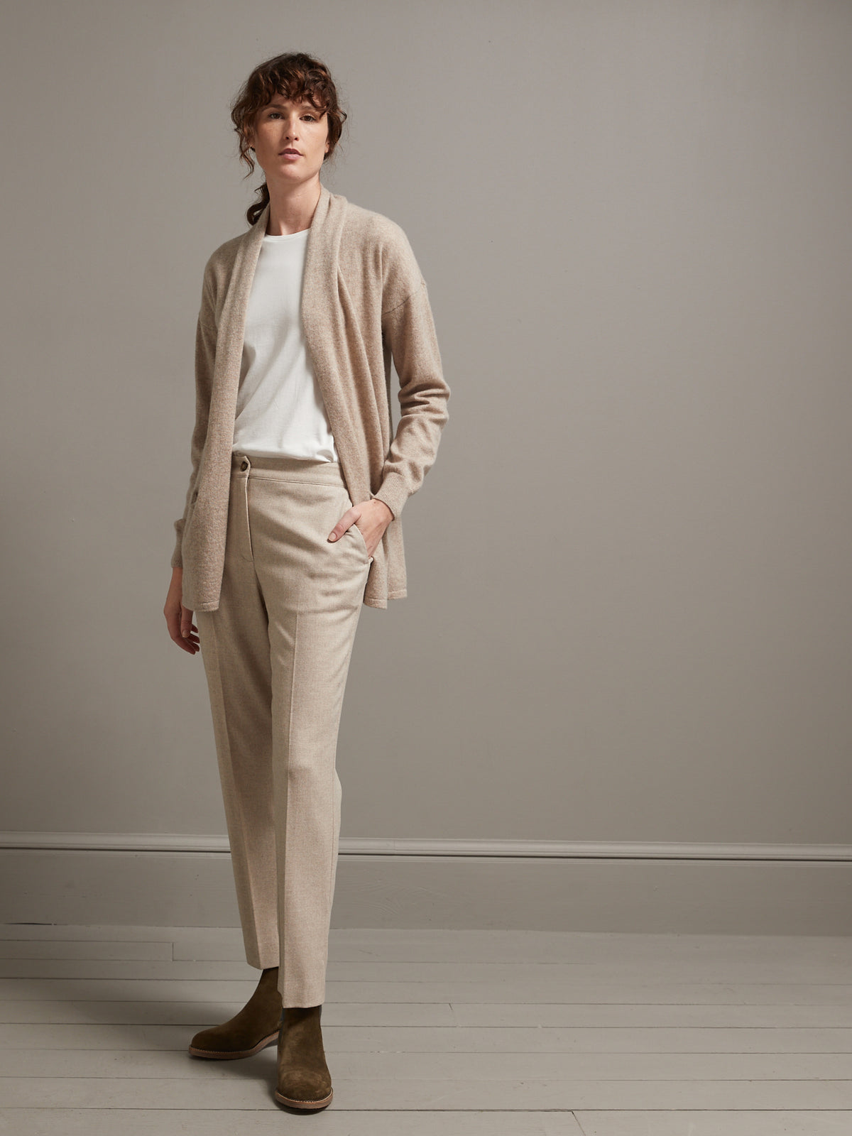 Pantalon cigarette élastiqué dos lainage femme Léa