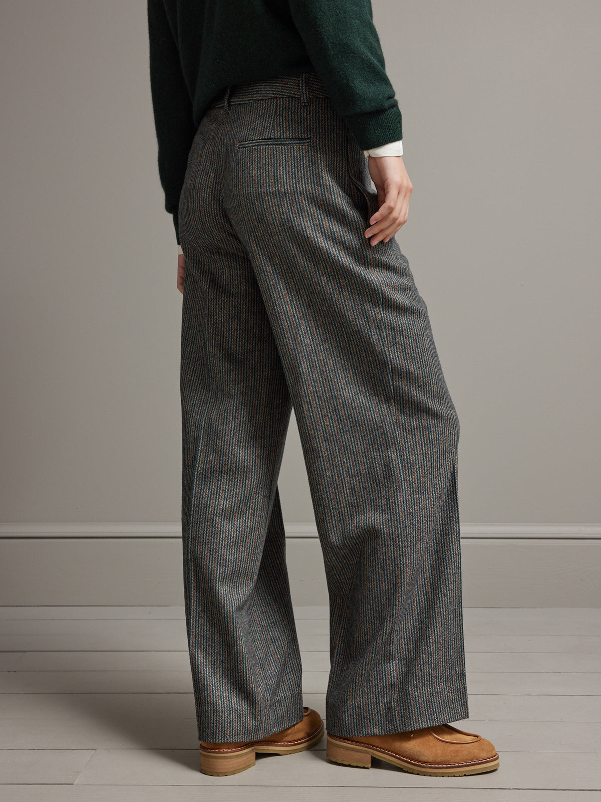 Pantalon extra large lainage chevron rayé femme Maud