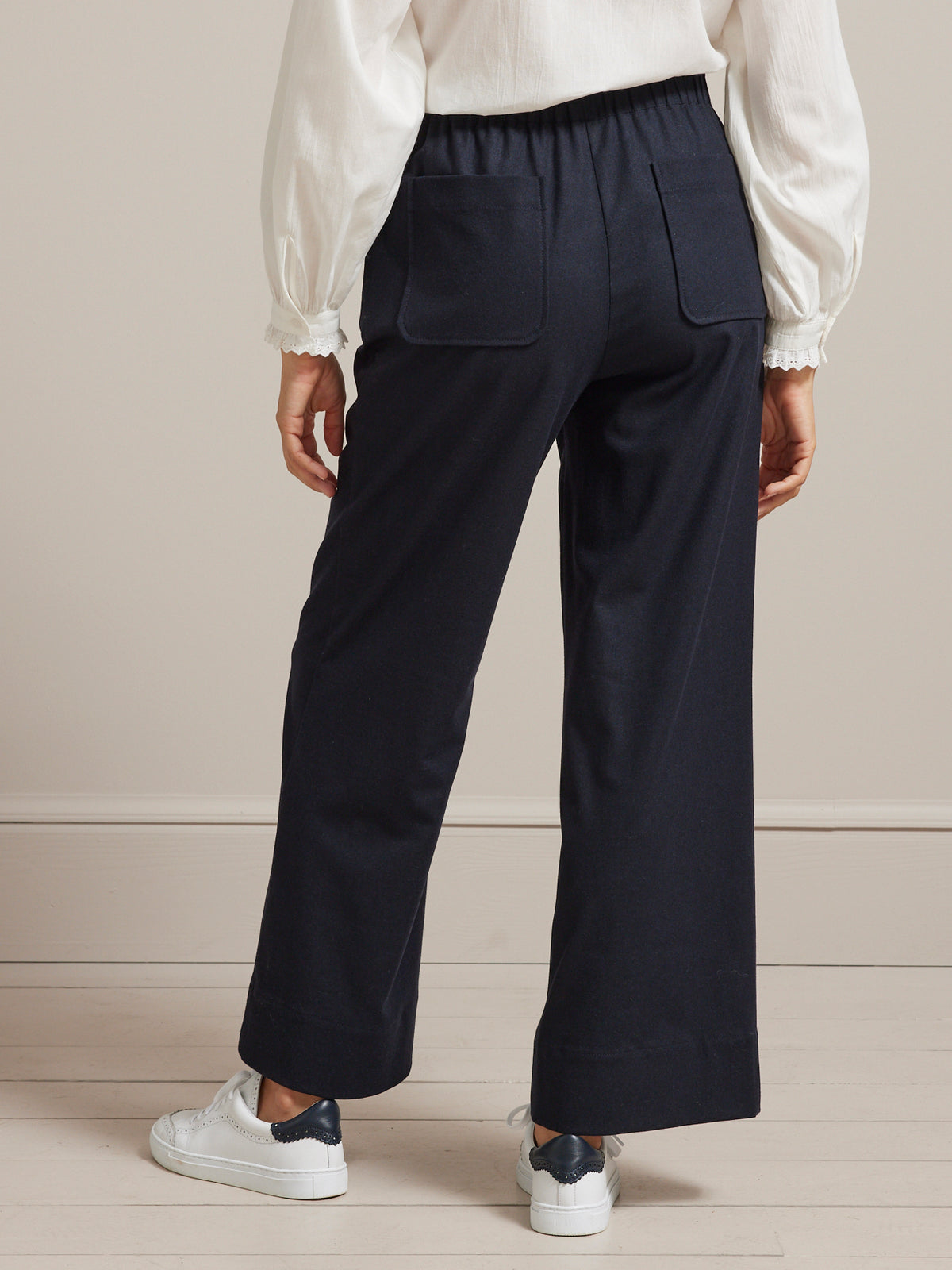 Pantalon extra large taille élastiquée lainage femme Lucie