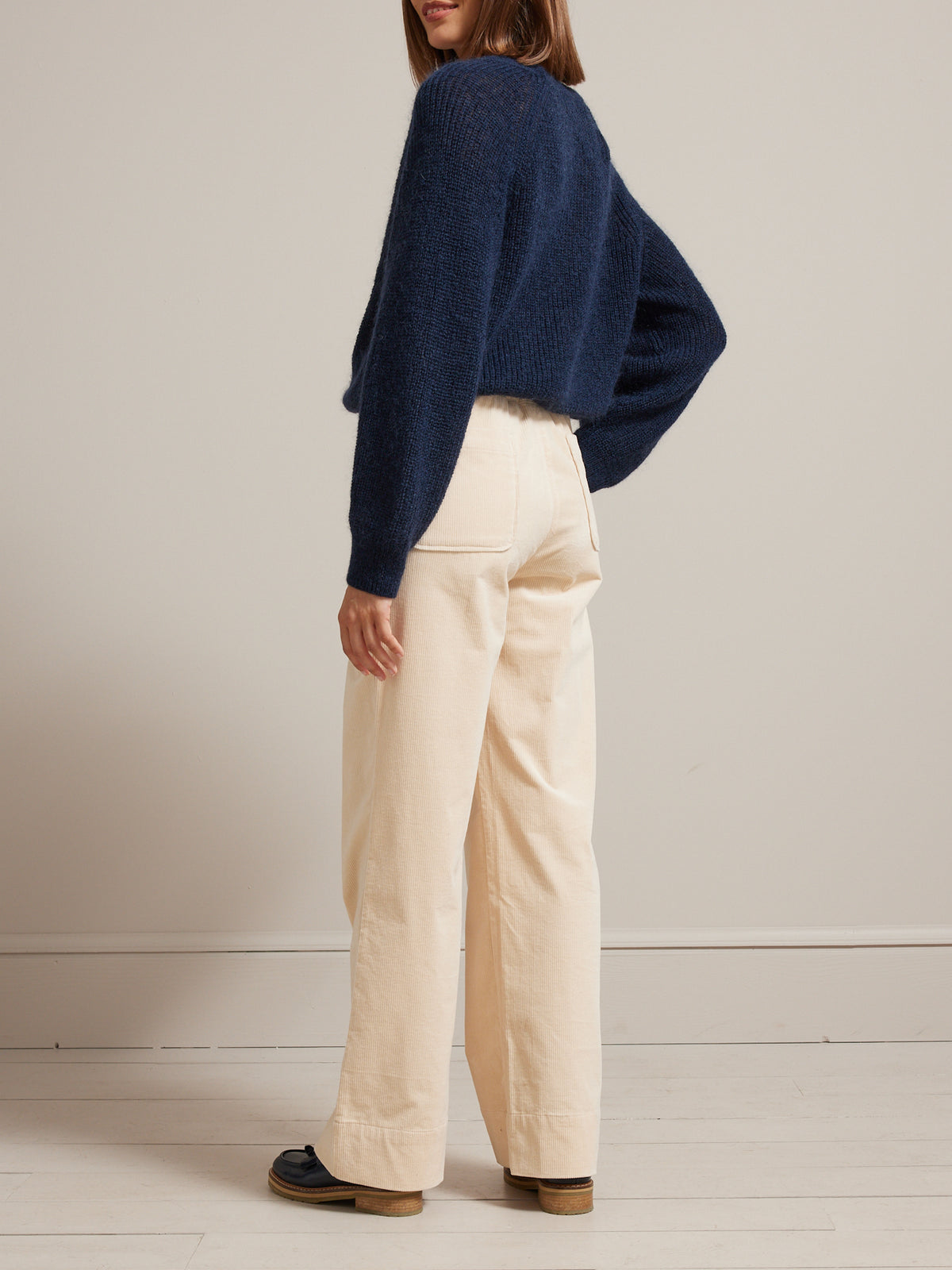 Pantalon large taille élastiquée velours femme Lucie