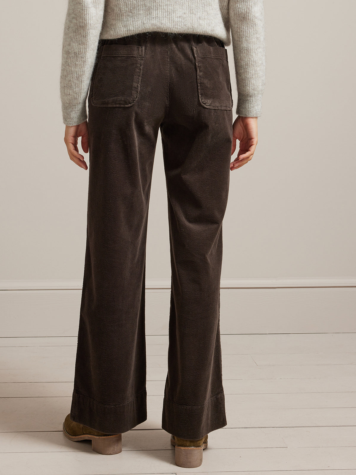 Pantalon large taille élastiquée velours femme Lucie