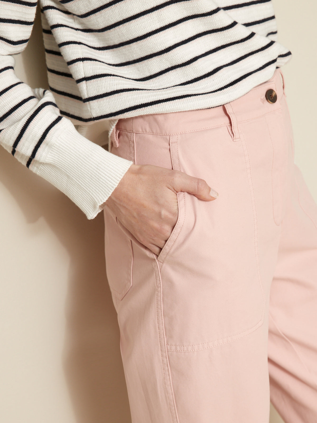 Pantalon cargo femme twill coton Blanche