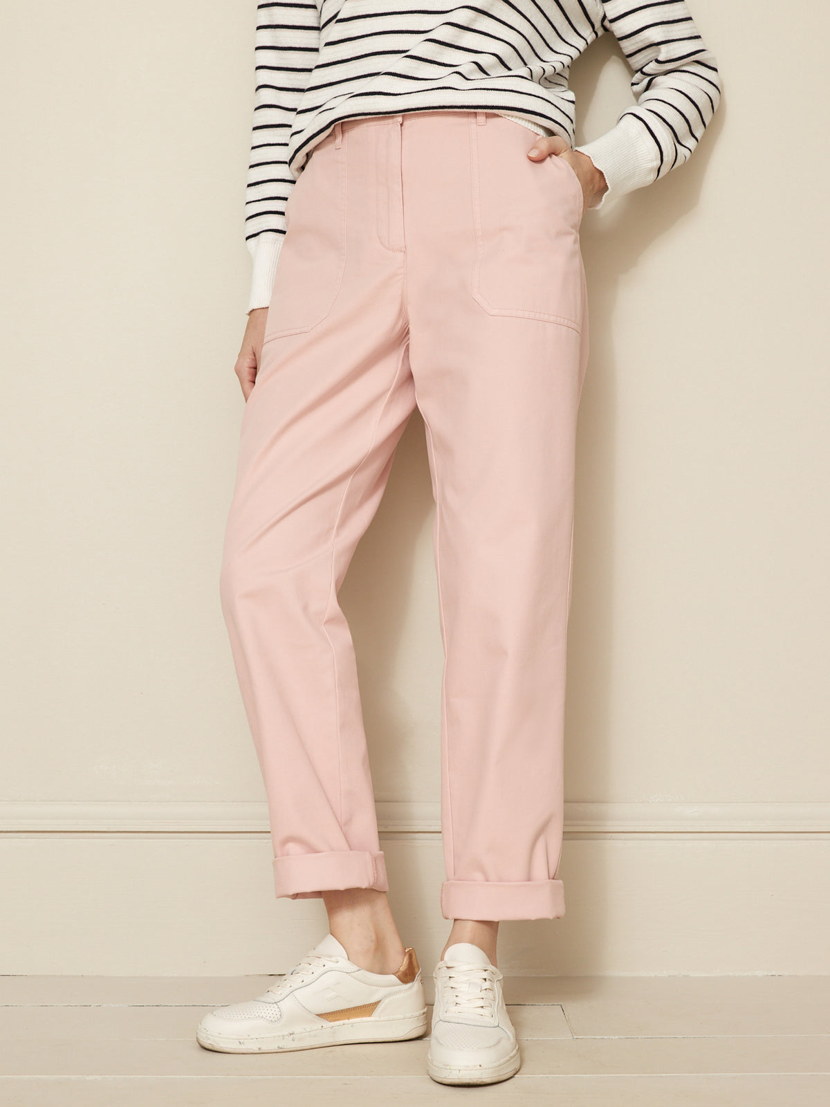Pantalon cargo femme twill coton Blanche