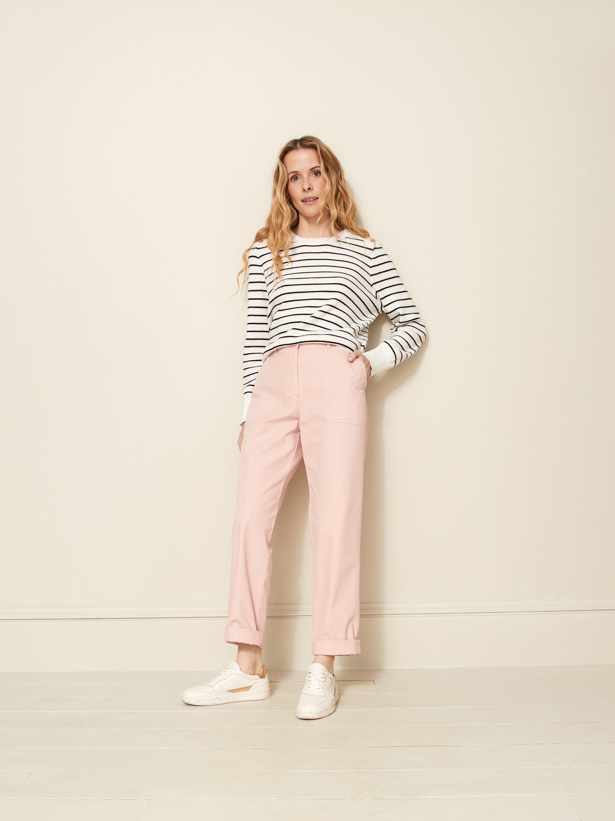 Pantalon cargo femme twill coton Blanche