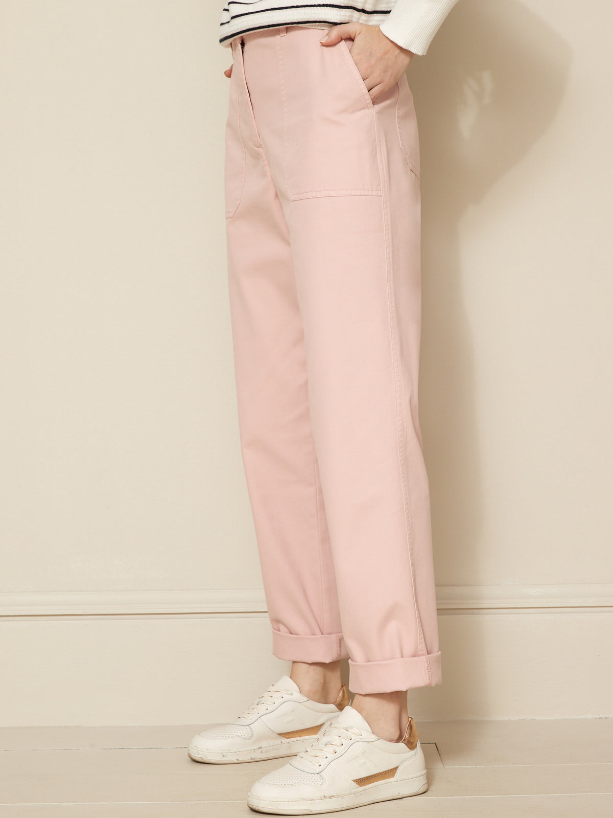 Pantalon cargo femme twill coton Blanche