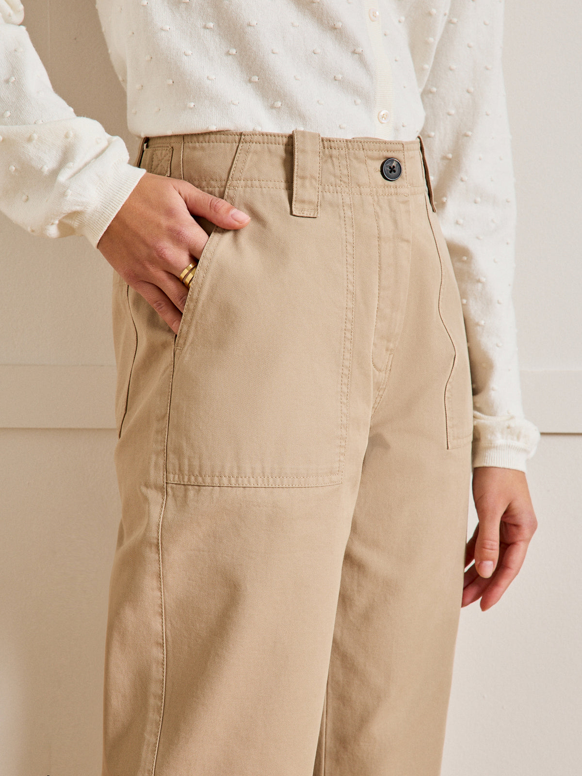Damescargobroek in gabardine Léonie