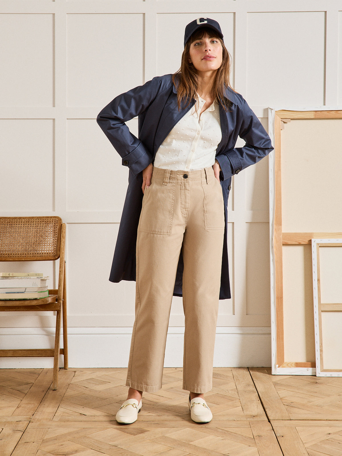 Damescargobroek in gabardine Léonie