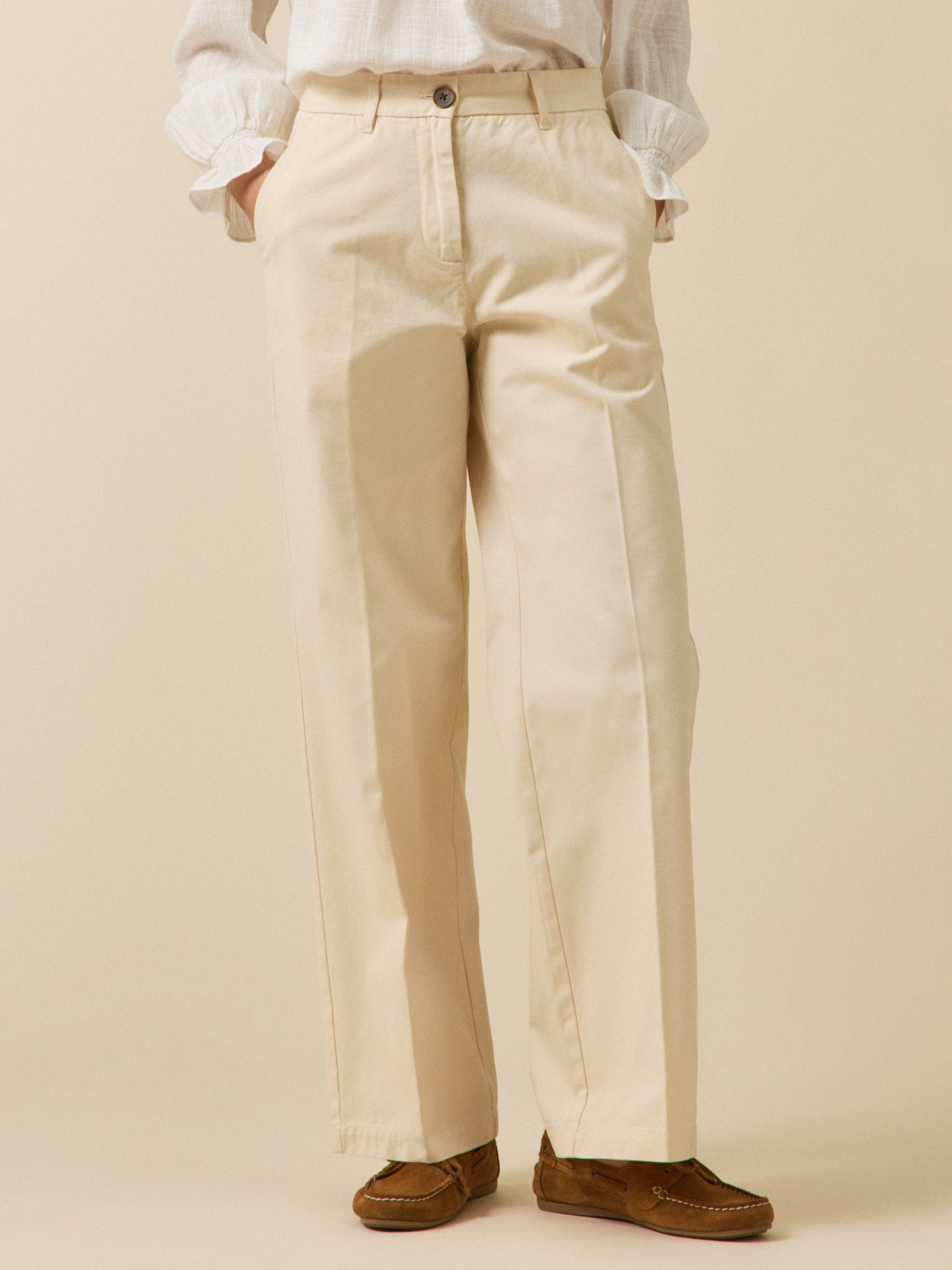 Wijde damesbroek in gabardine Clara