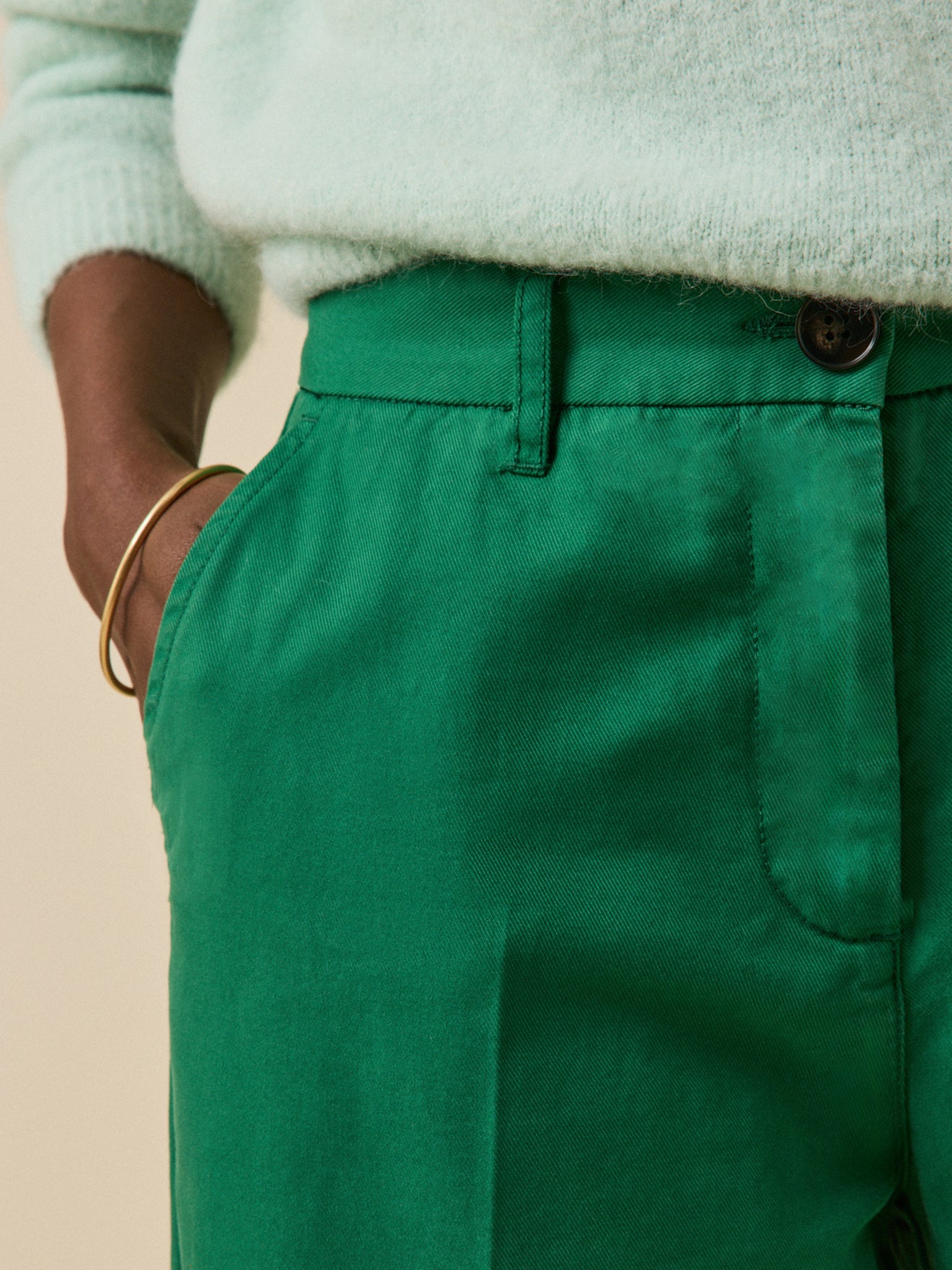 Wijde damesbroek in gabardine Clara