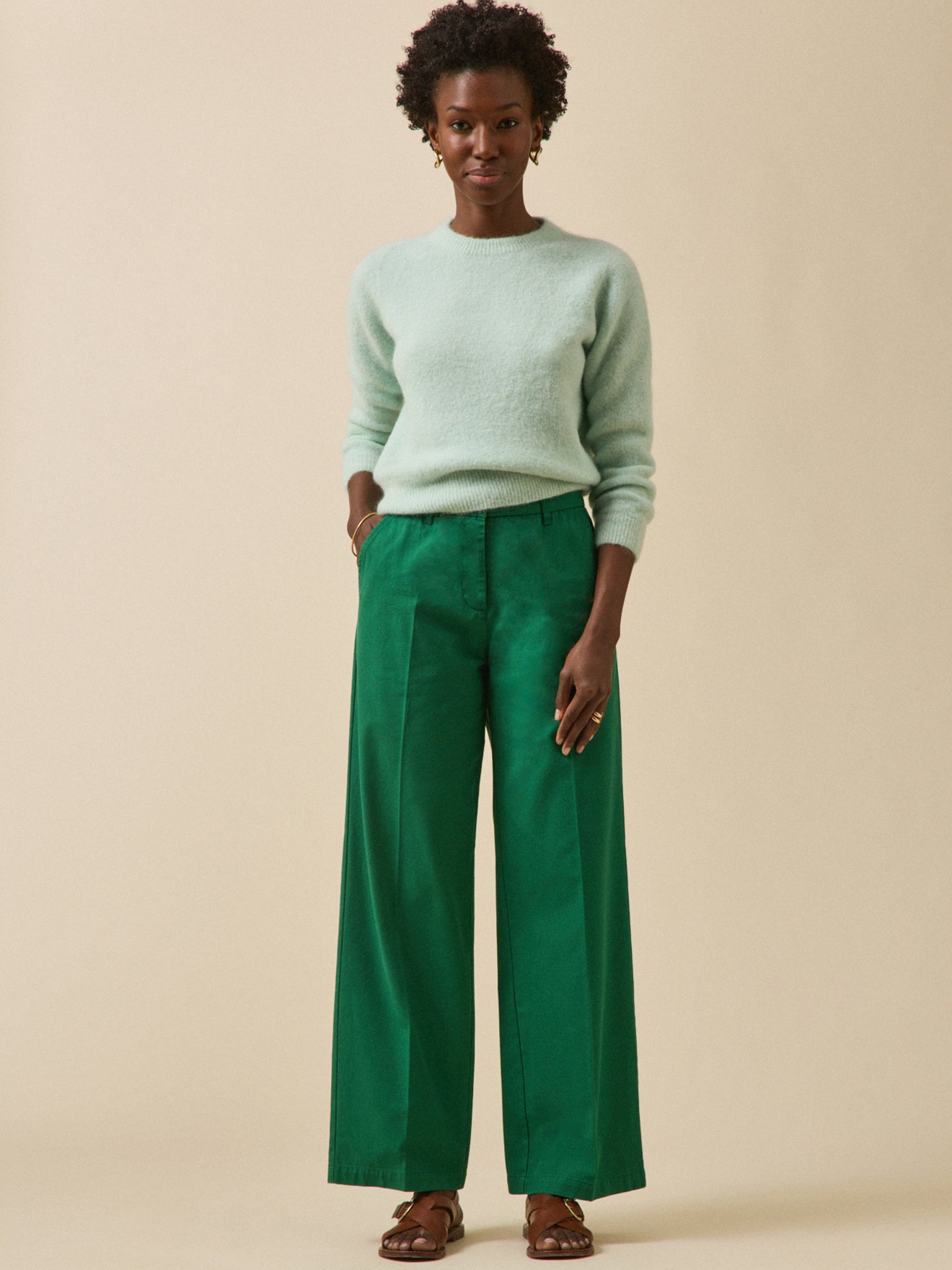 Pantalon large gabardine femme Clara