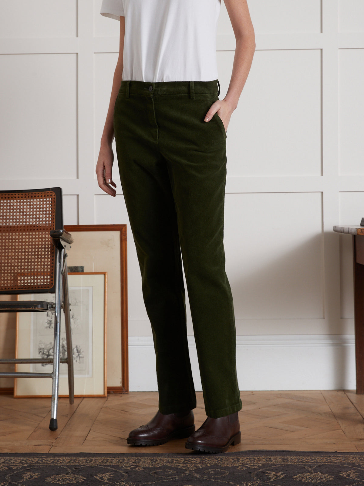 Chino damesbroek in velours