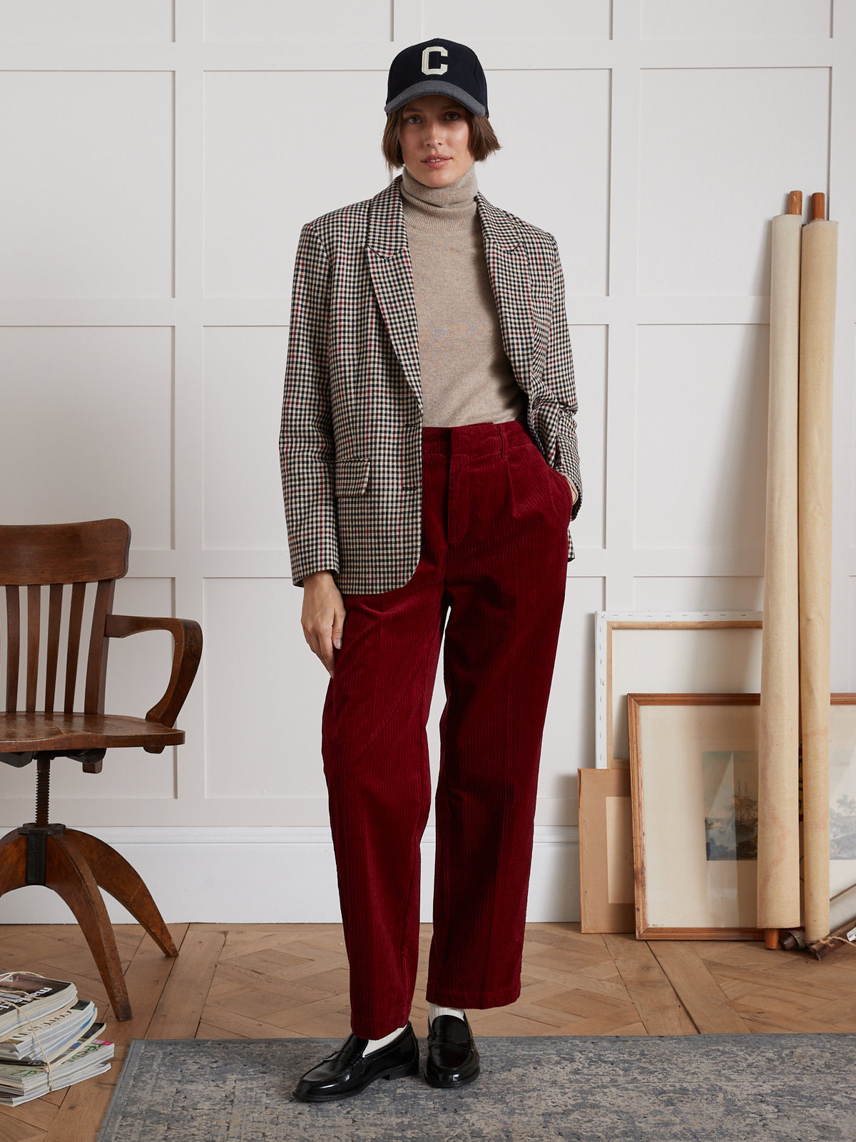 Pantalon à pinces velours femme Pauline