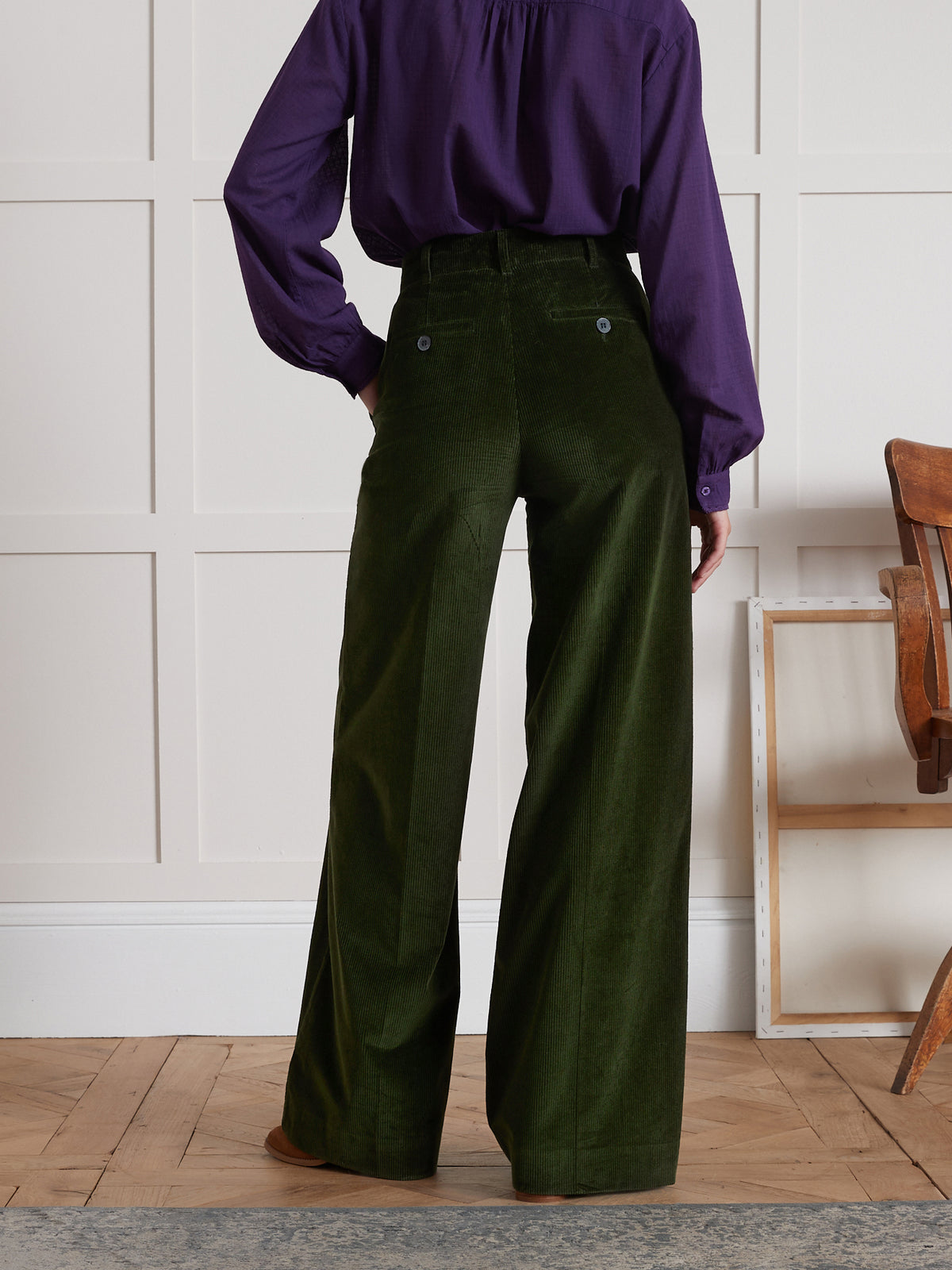Pantalon large velours femme Sophie