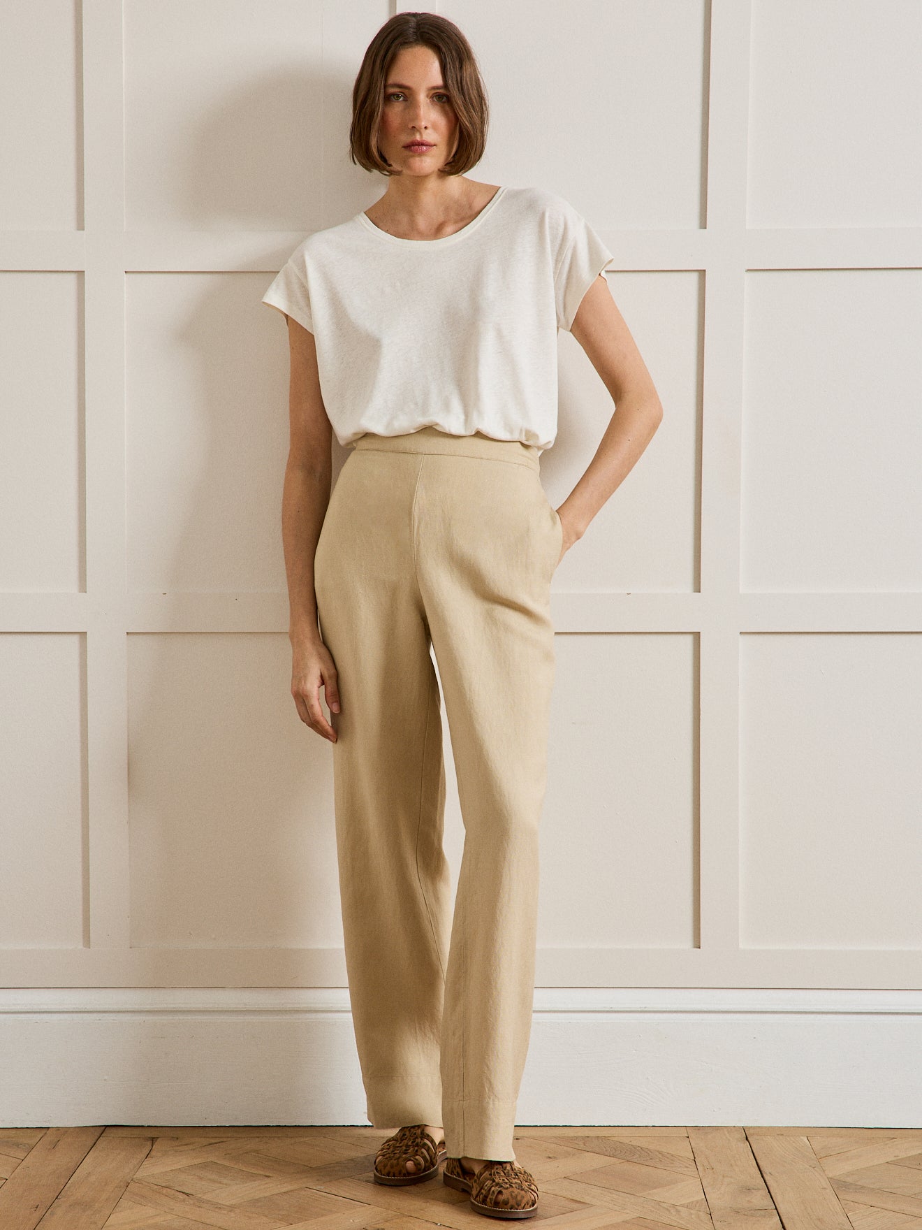 Pantalon droit lin et viscose femme Lina