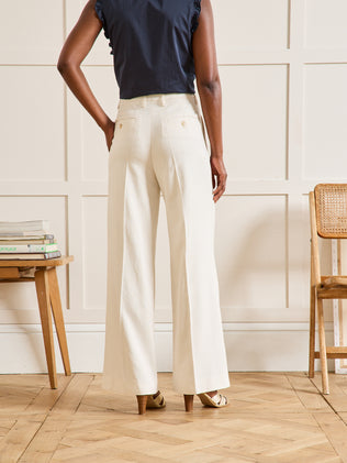 Pantalon extra large tissu natté femme Ava