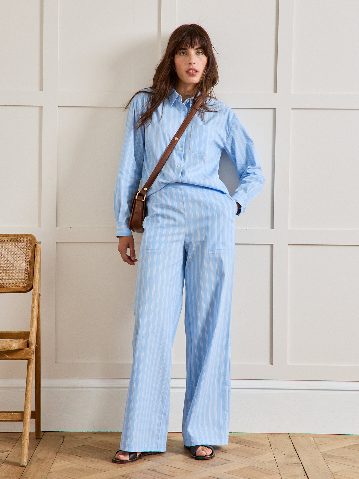 Pantalon large rayé femme Aglaé
