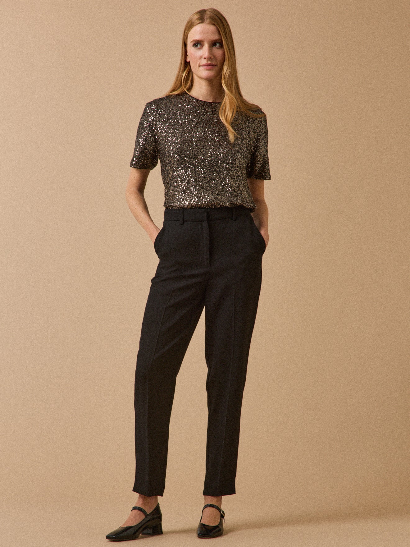 Pantalon droit tissu crêpe femme Joy