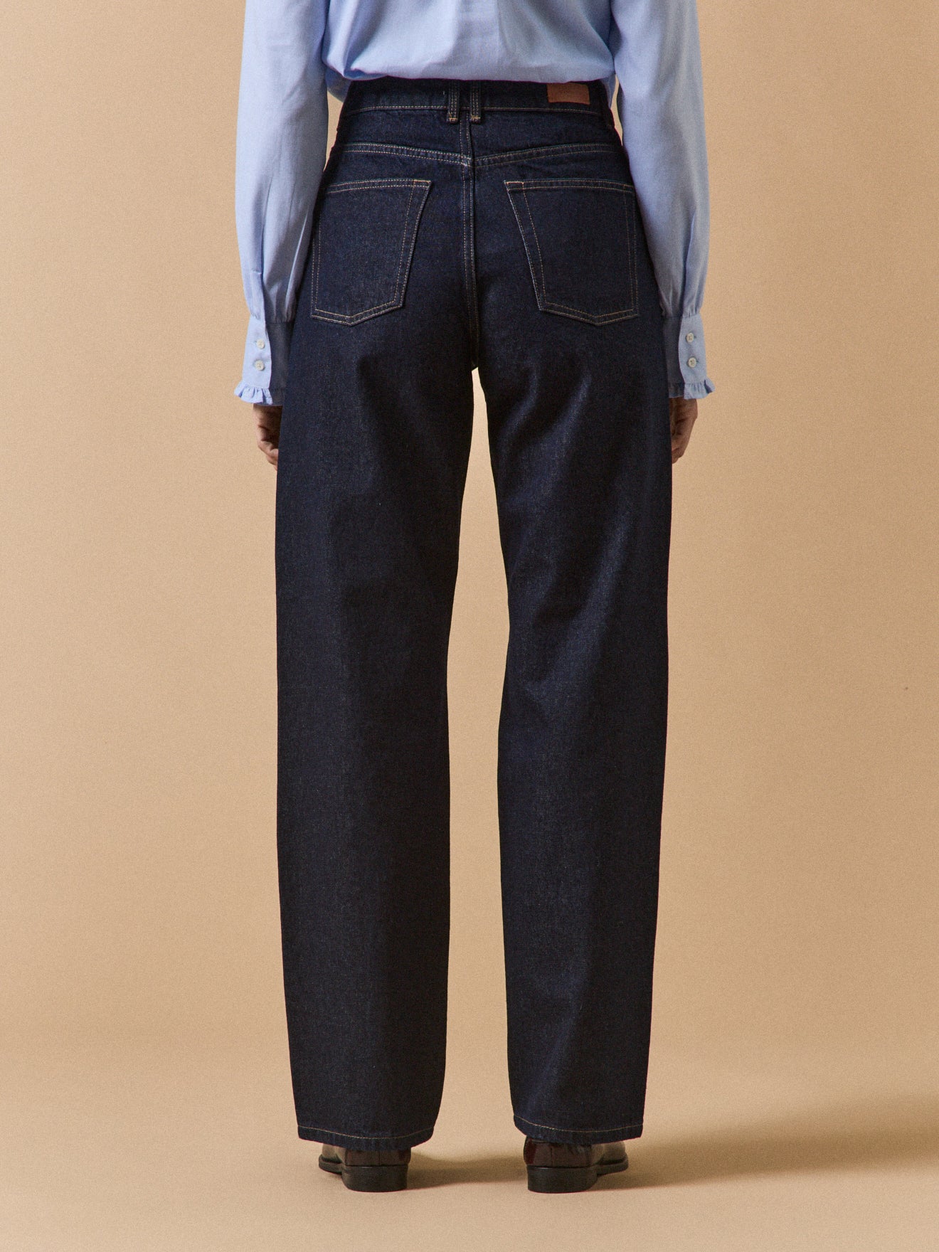 Damesjeans met wijde pijpen in biokatoen Zoé