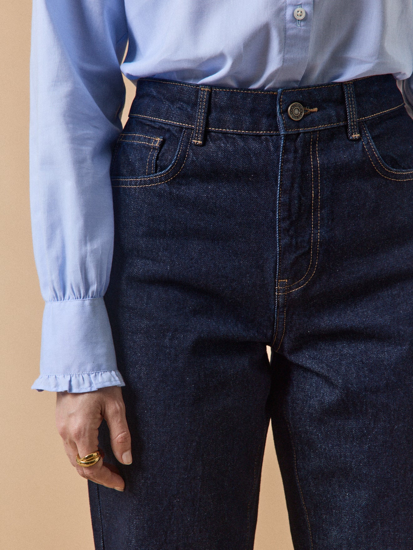 Damesjeans met wijde pijpen in biokatoen Zoé