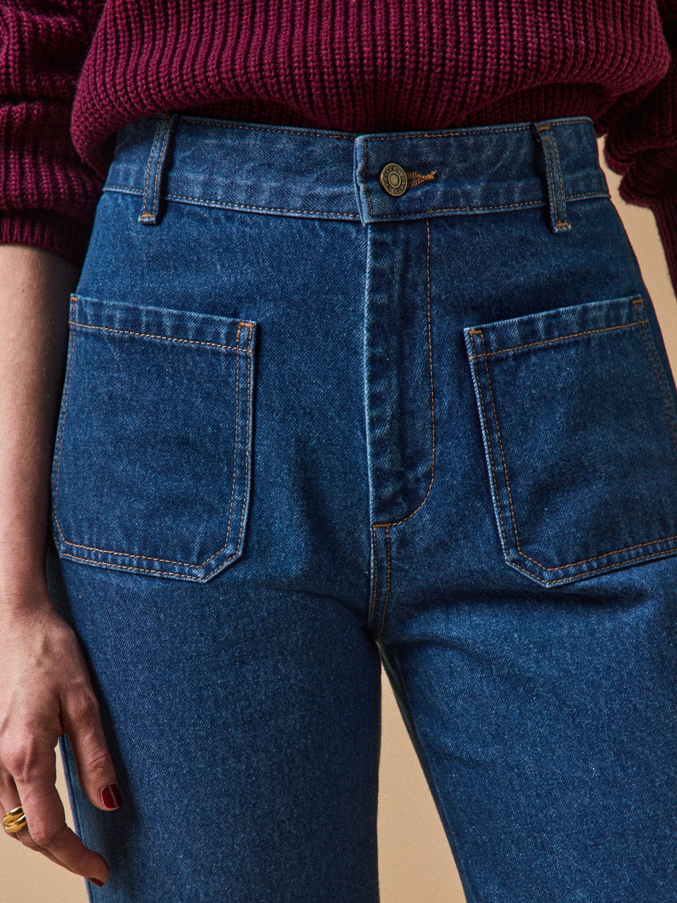 Flared damesjeans in biokatoen Suzanne