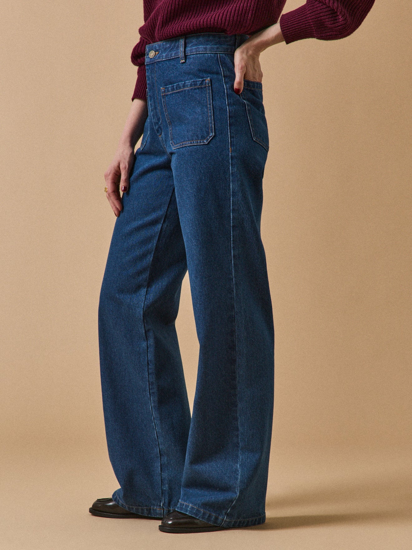 Flared damesjeans in biokatoen Suzanne