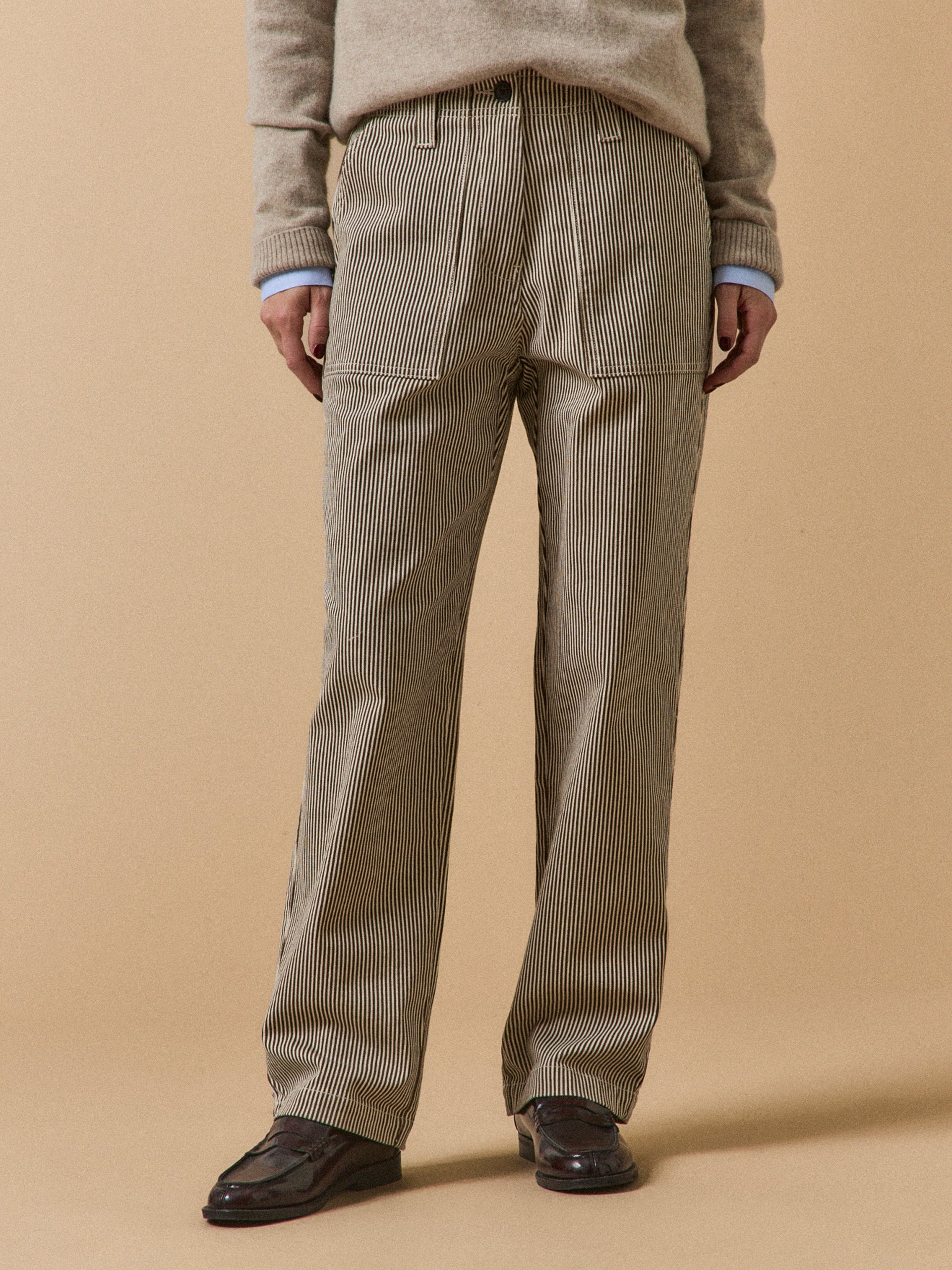 Pantalon cargo rayé femme Léonie
