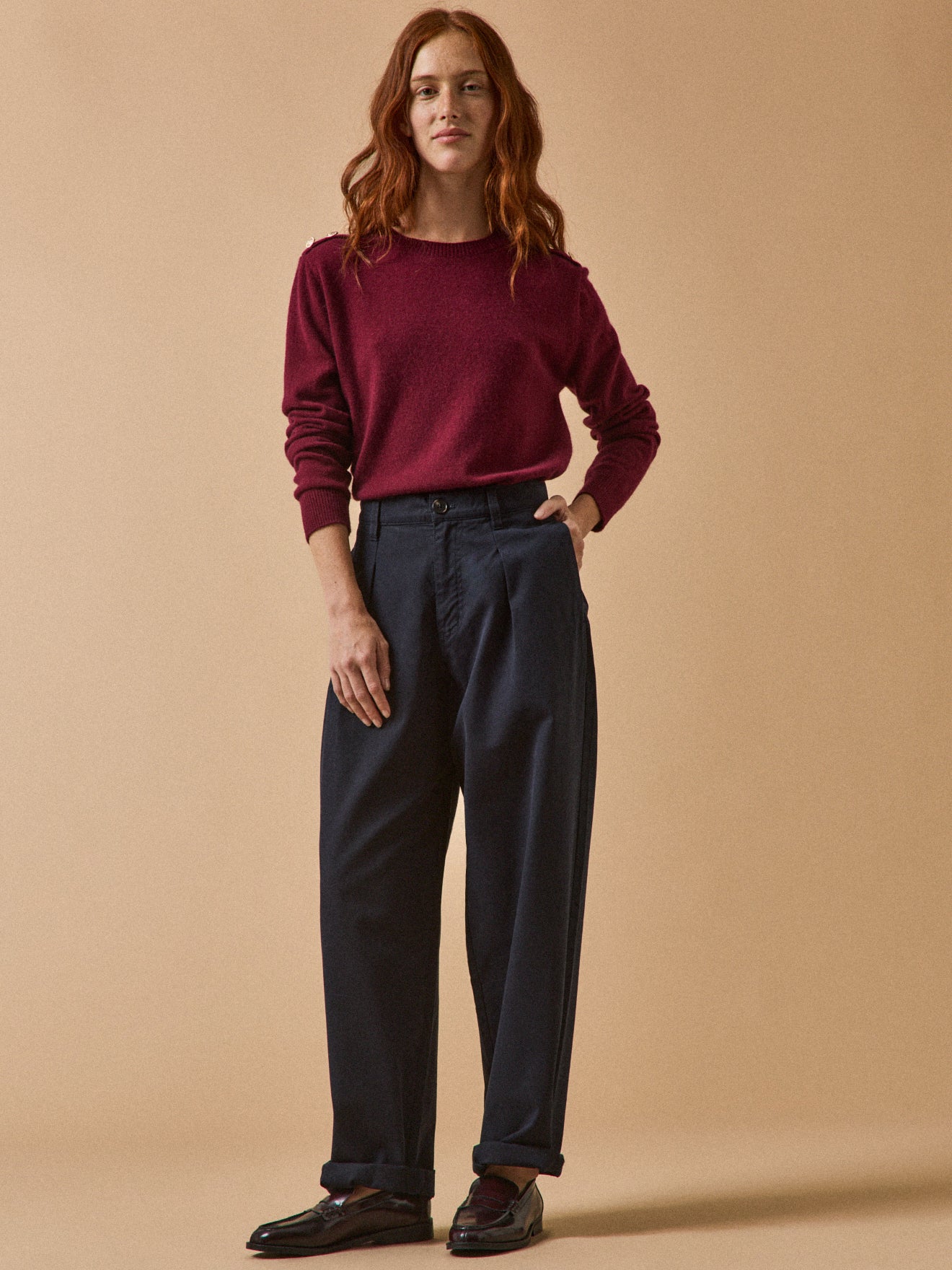 Carrot fit damesbroek in katoenen twill Célestine