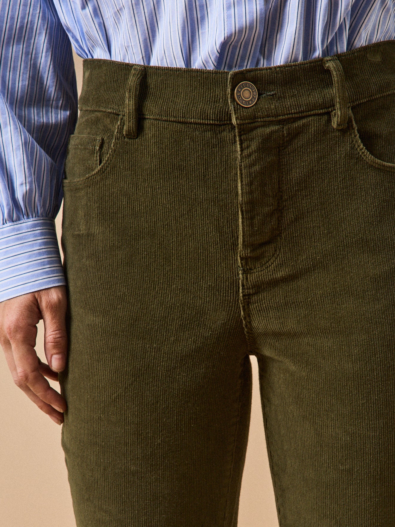 Slim fit damesbroek in fijngeribd velours Chloé