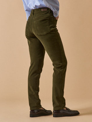 Slim fit damesbroek in fijngeribd velours Chloé