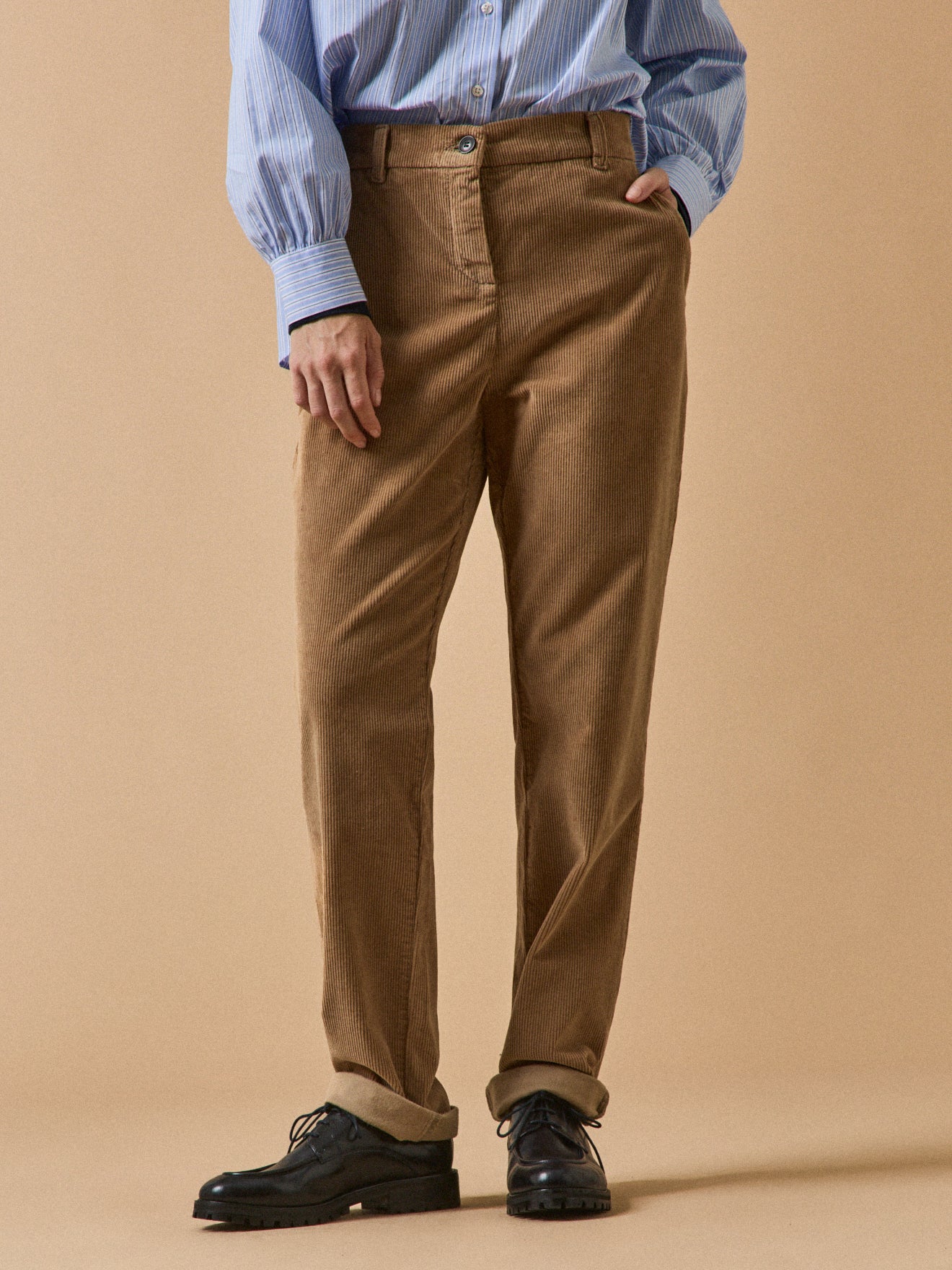 Chino damesbroek in velours Marine