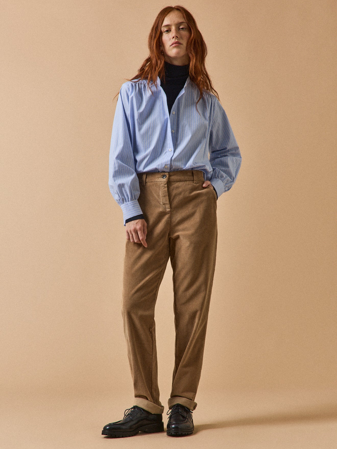 Chino damesbroek in velours Marine