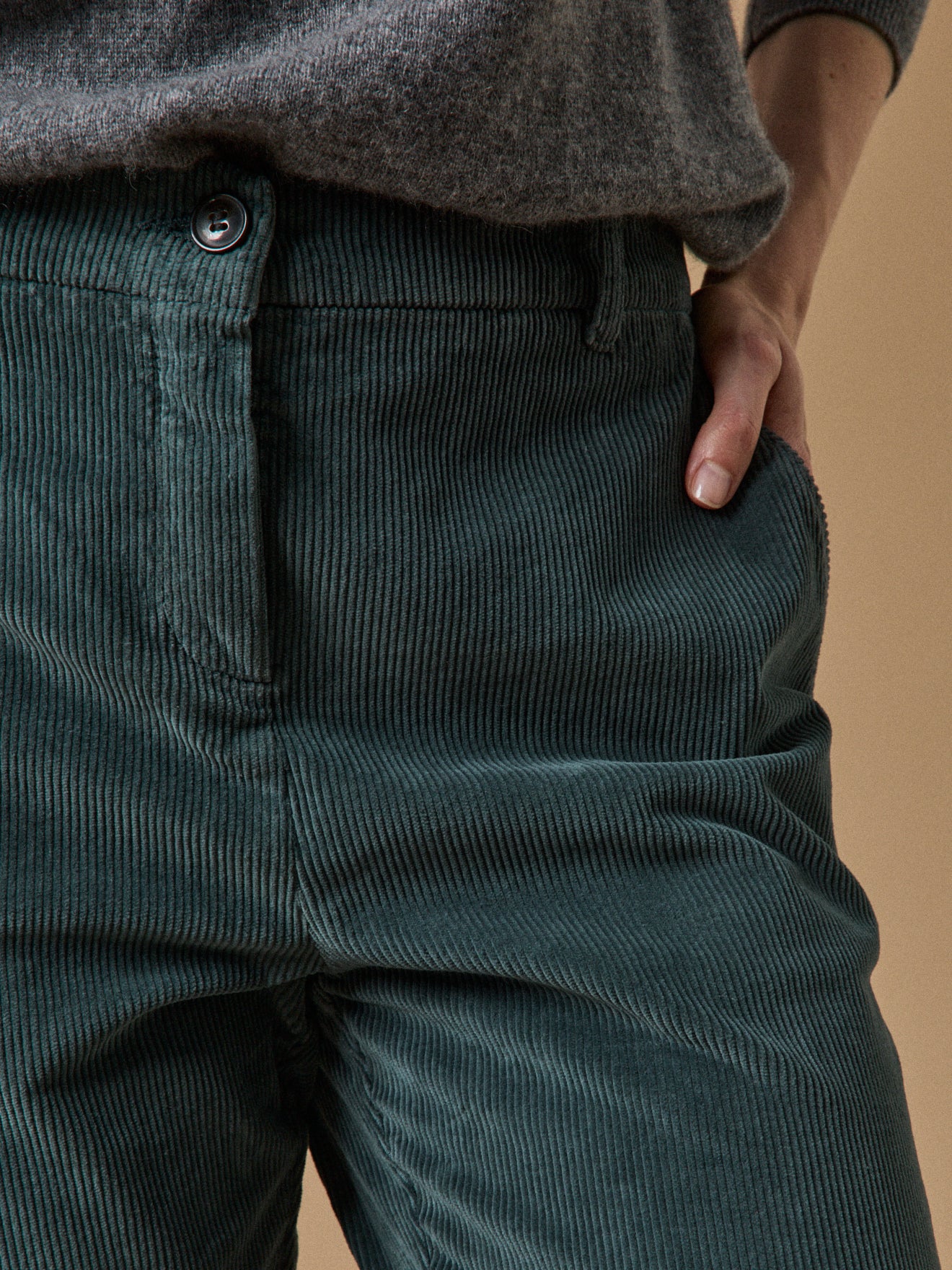 Chino damesbroek in velours Marine