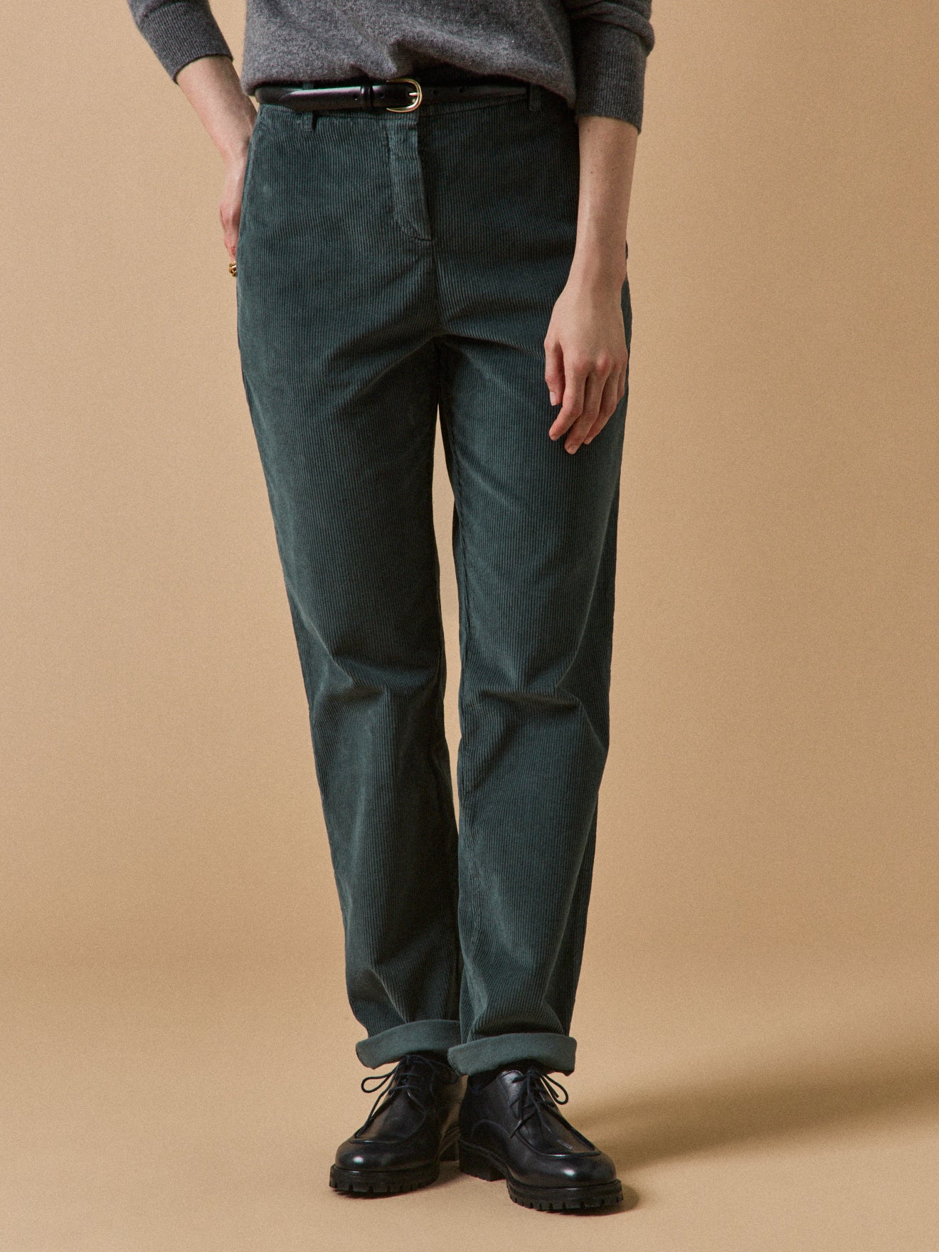 Chino damesbroek in velours Marine